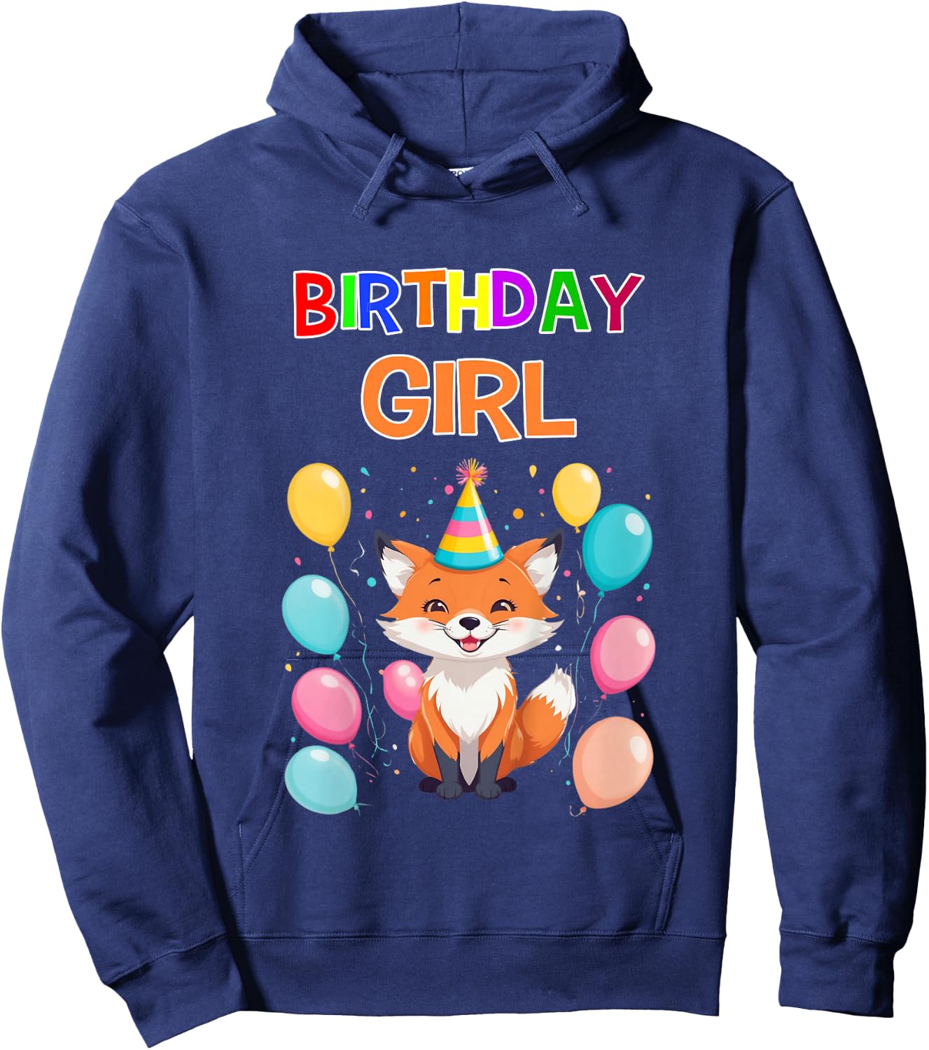 Girld Fox Birthday TShirtz & More Fox Birthday Shirt Girls Fox Lover Birthday Girl Hoodie - Hoodie | Navy