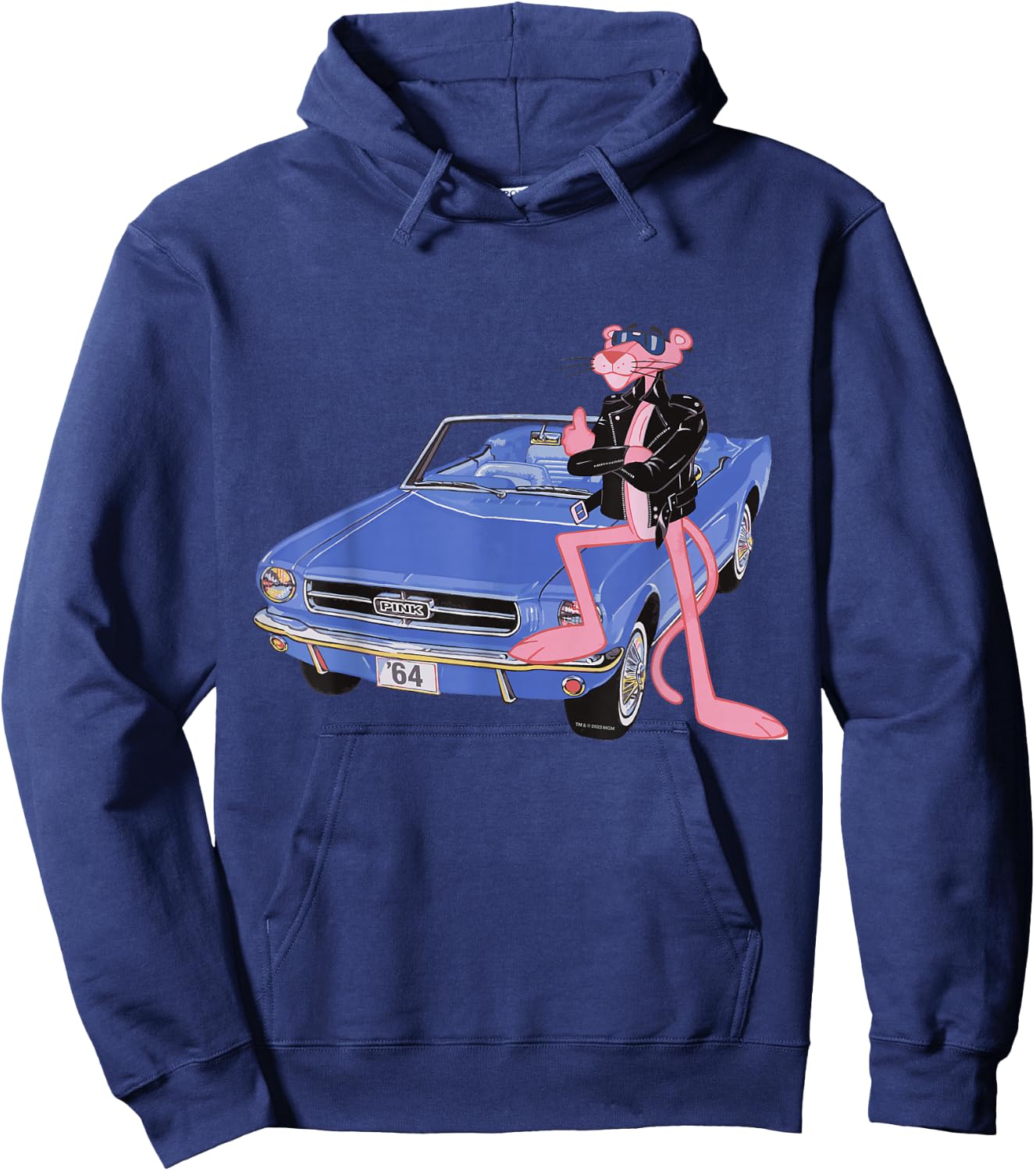 Pink Panther Vintage 1964 Convertible Car Cool Cat , black Hoodie - Hoodie | Navy