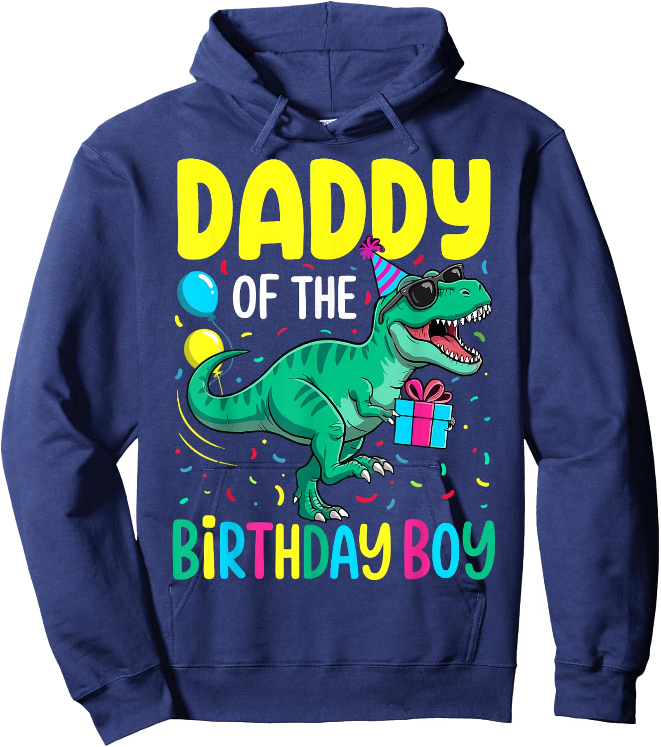 Daddy of The Birthday Party Outfit Dinosaur Squad Dad Hoodie - Hoodie | Navy