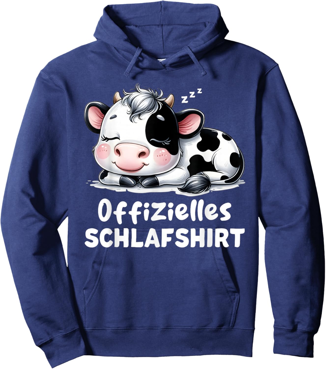Cow Sleep Shirt Pyjamas Ladies Girls Tired Cow , black Hoodie - Hoodie | Navy