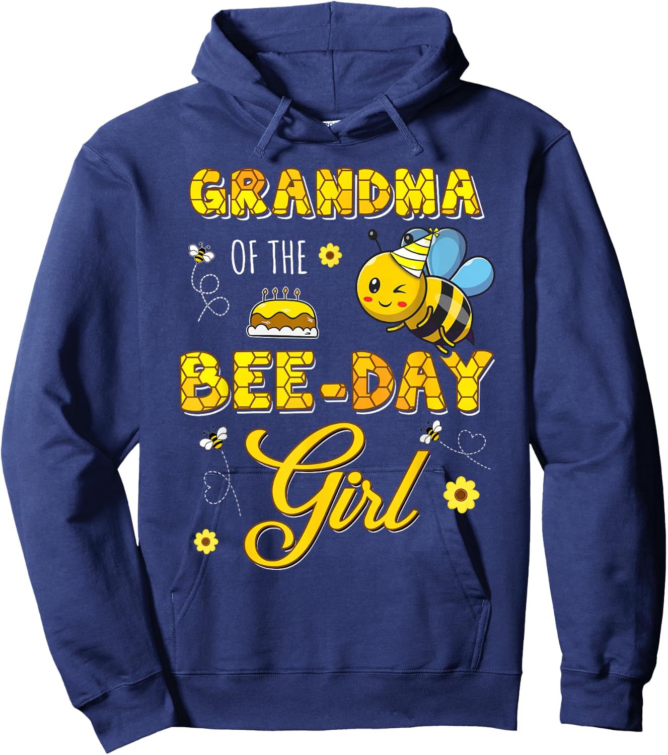 Grandma Of The Bee-Day Girl Hive Birthday Party Matching Hoodie - Hoodie | Navy