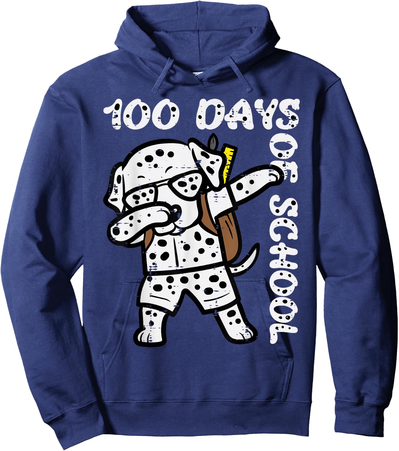 100 Days School Dalmatian Dog Dab 100th Day Boys Girls Kids Hoodie - Hoodie | Navy