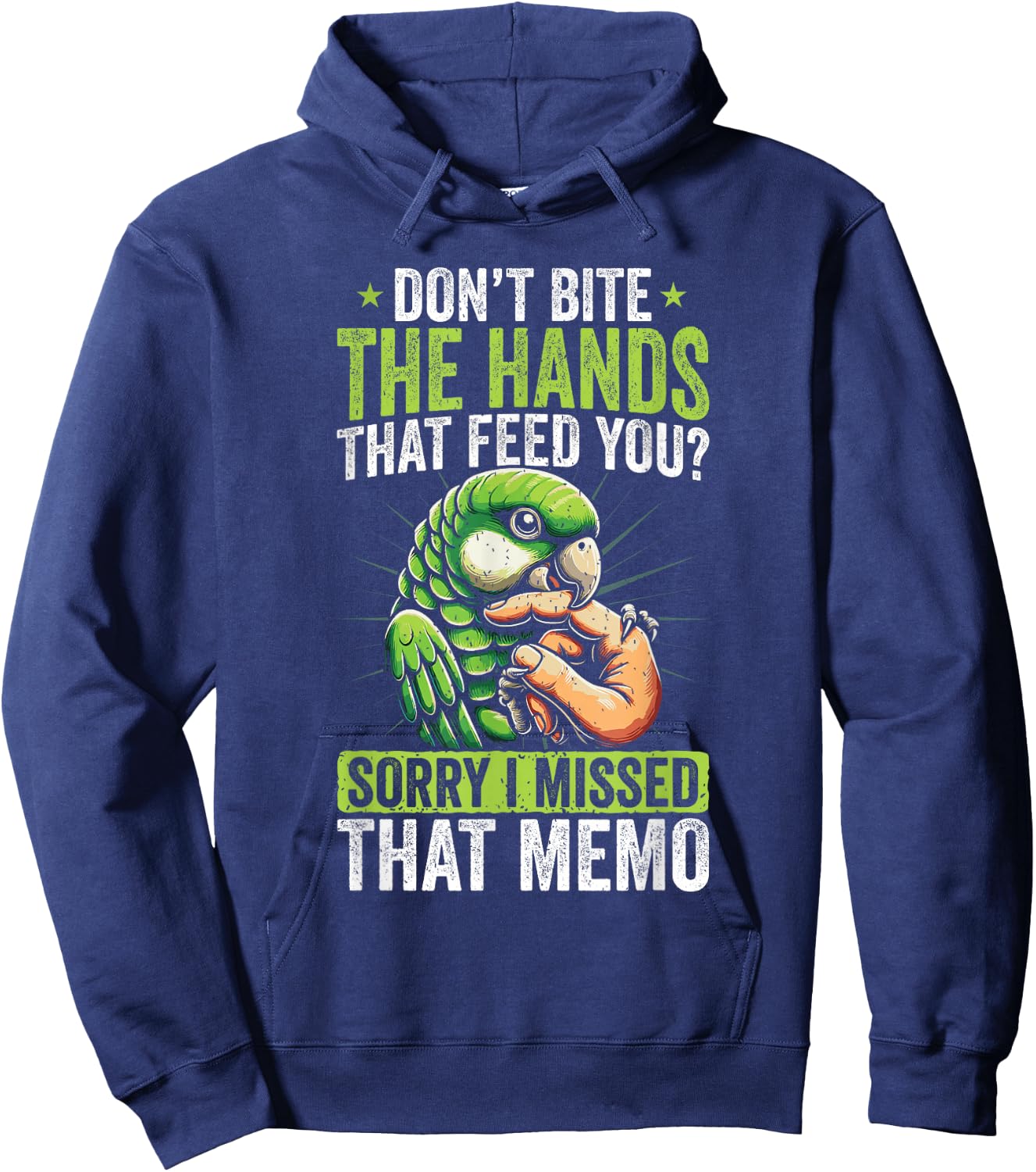 Green Quaker Parrot. Hoodie - Hoodie | Navy