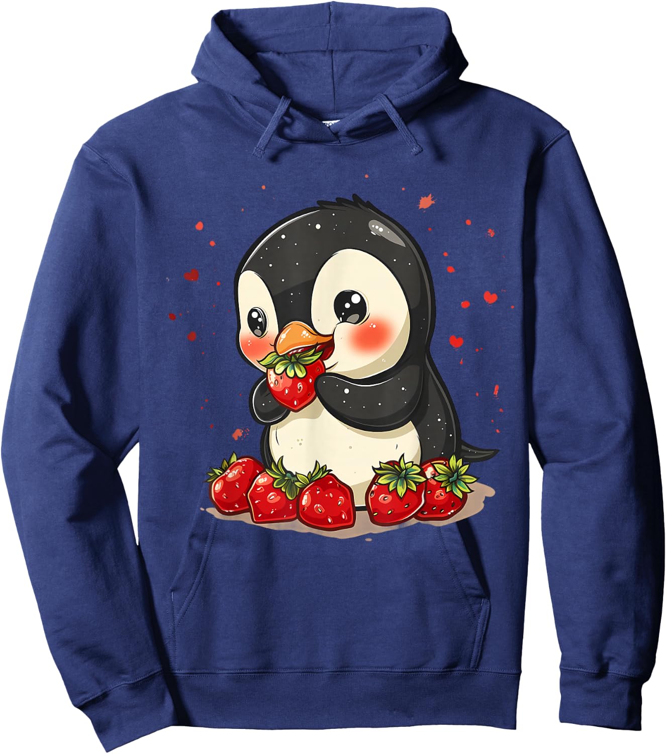 Strawberry Penguin Cute Strawberries Fruit Animal Lovers Hoodie - Hoodie | Navy