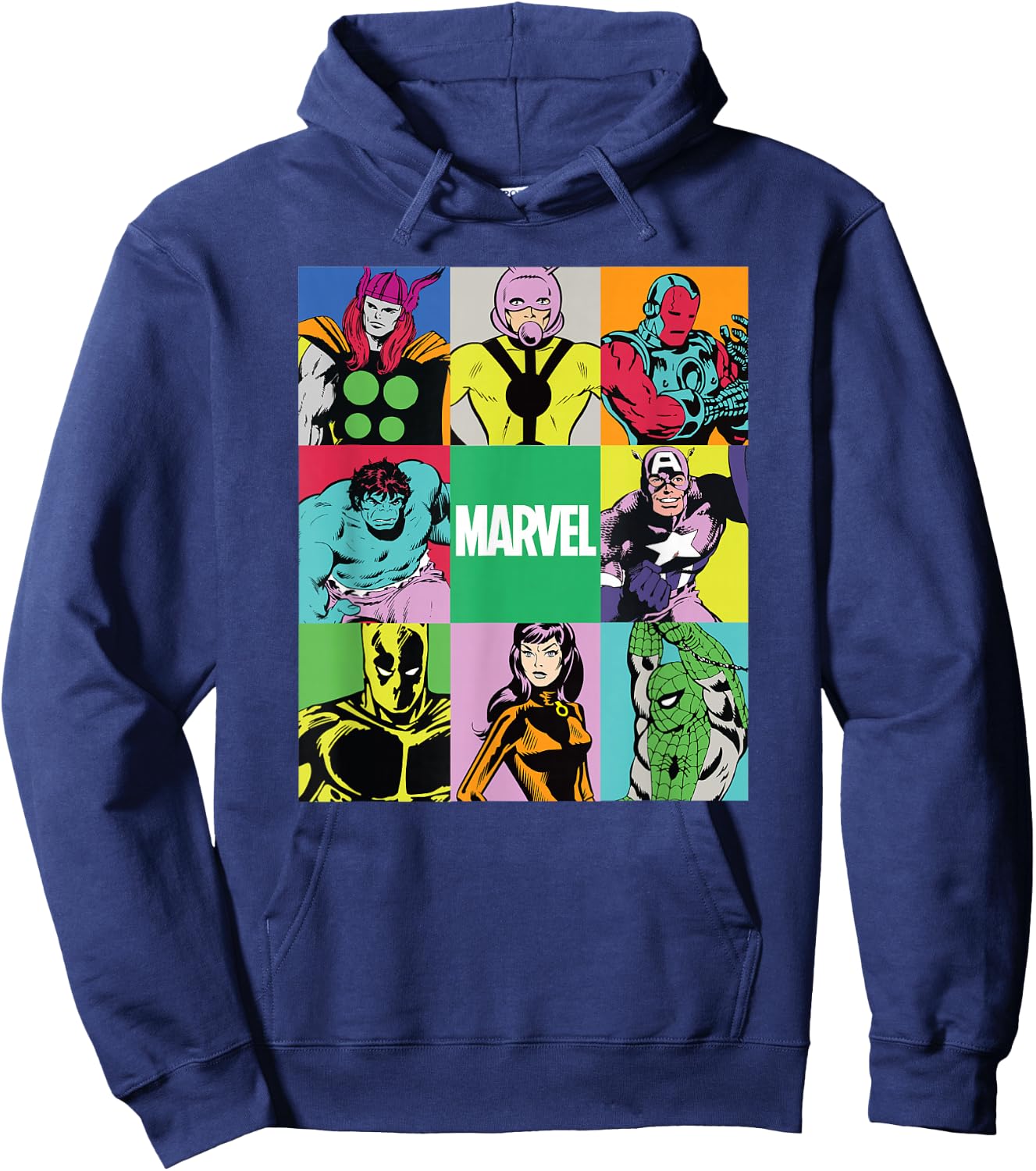 Marvel Avengers and Spider-Man Silver Age Super Heroes Retro Hoodie - Hoodie | Navy