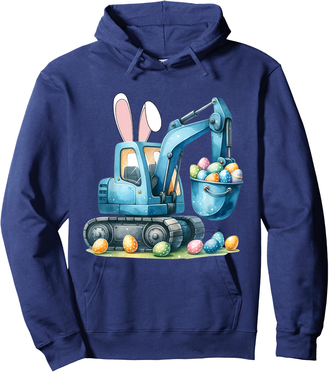 Easter Bunny Digger with Rabbit Ears for Easter for Boys Children , black Hoodie - Hoodie | Navy