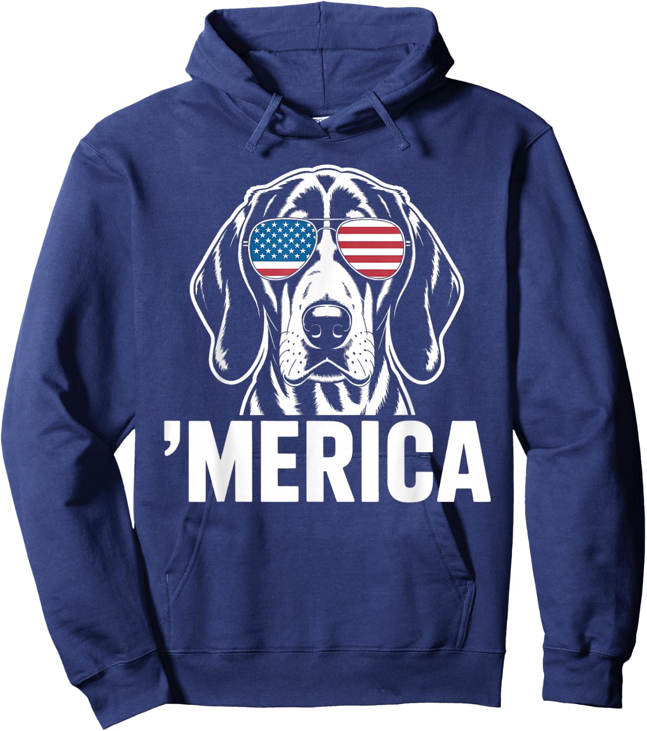 Patriotic American Flag 4th of July Treeing Walker Coonhound Hoodie - Hoodie | Navy