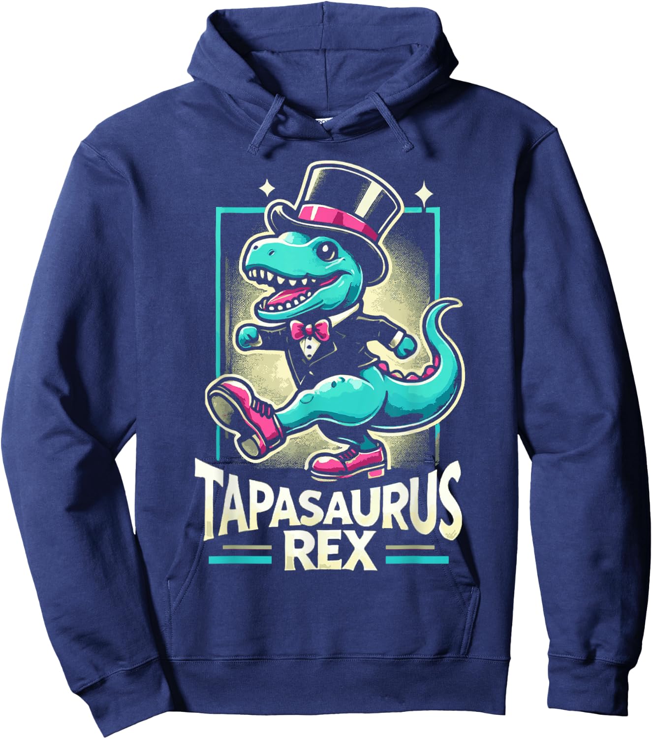 Tapasaurus Rex Dinosaur Rhythmic Foot Stomping Tap Dancing Hoodie - Hoodie | Navy