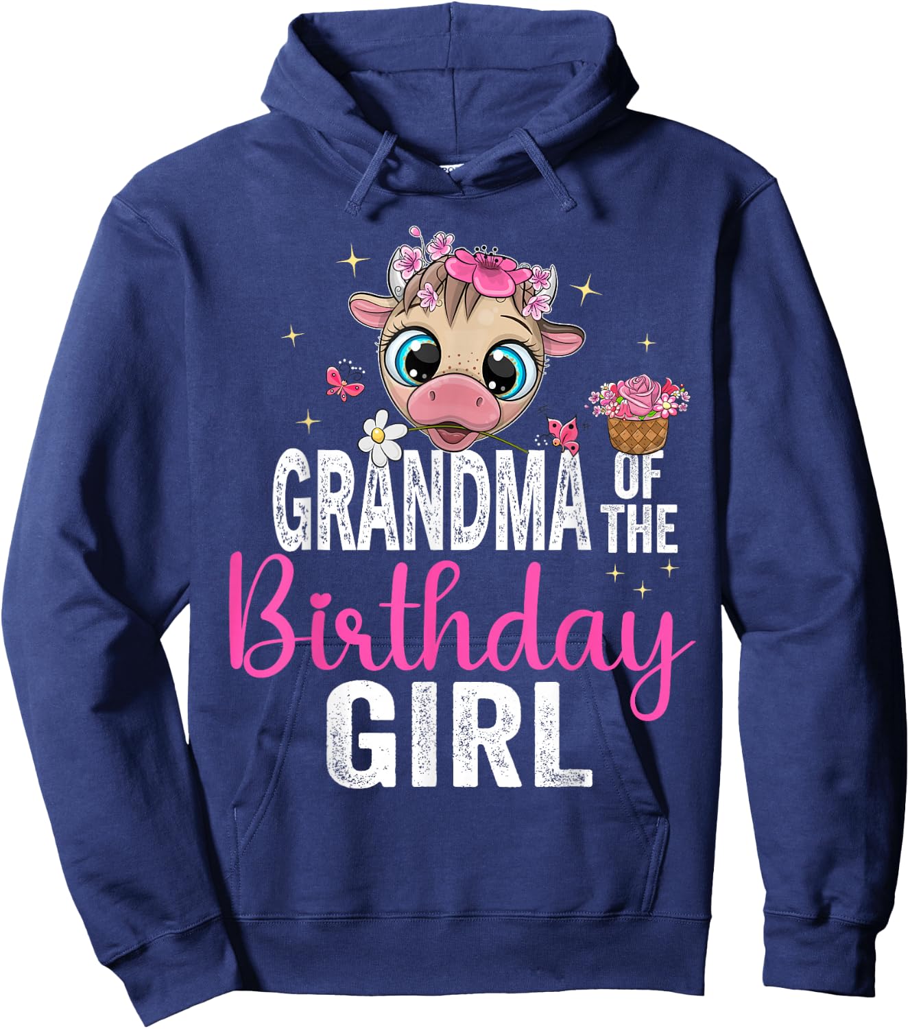 Grandma Of The Birthday Girl Shirt Cow 1 St Birthday Girl Hoodie - Hoodie | Navy