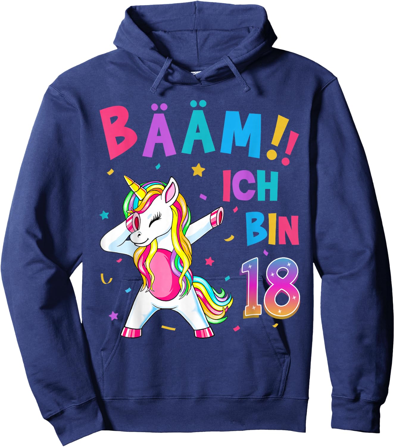 18th Birthday Girl 18 Years Dancing Funny Unicorn Hoodie - Hoodie | Navy