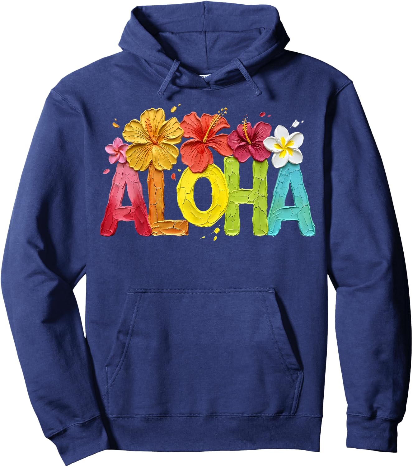 Painting Aloha Hibiscus Tropical Flower Surf Summer Vacation Hoodie - Hoodie | Navy