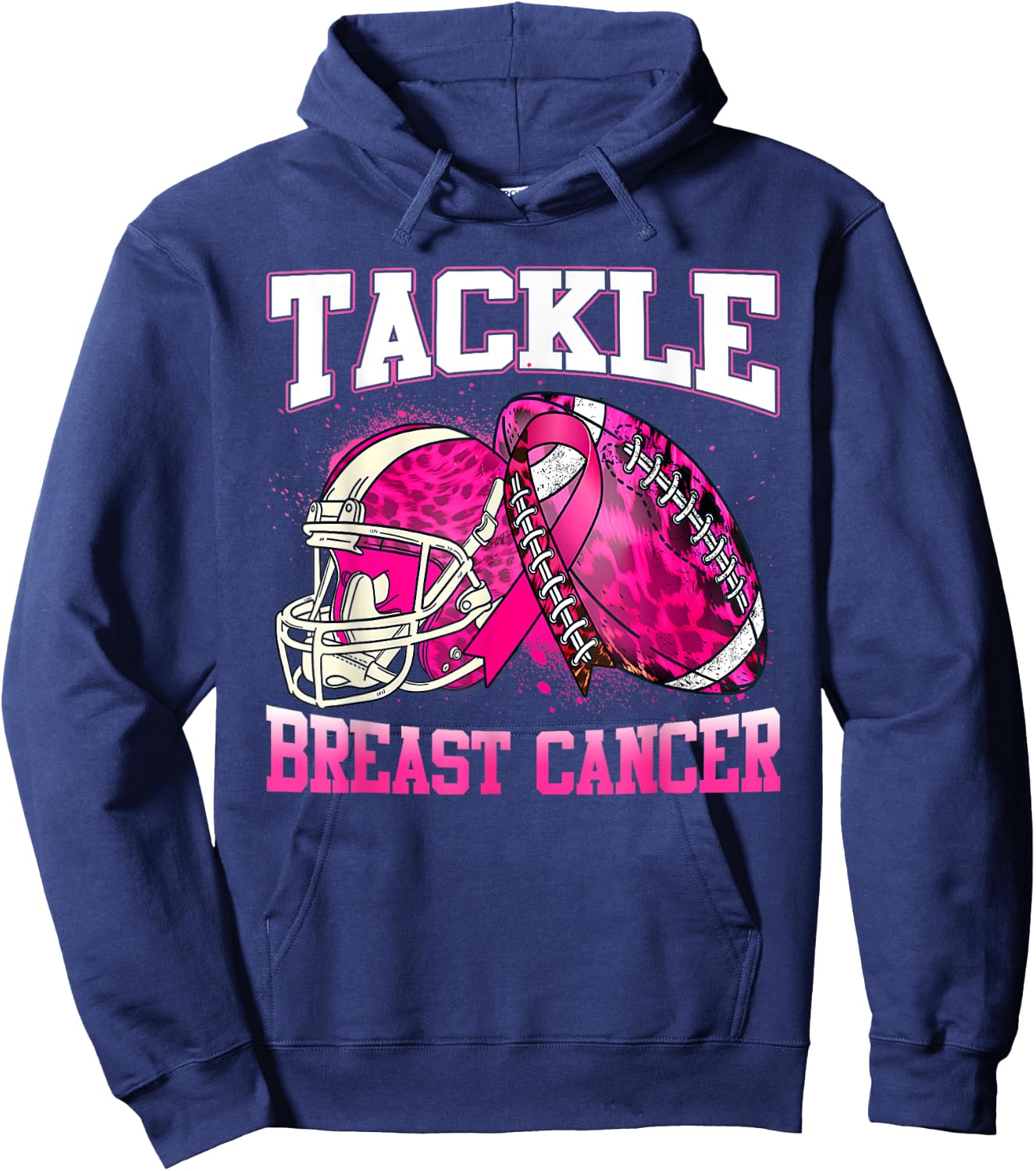 Tackle Breast Cancer Awareness Pink Ribbon Football Boy Kids Hoodie - Hoodie | Navy