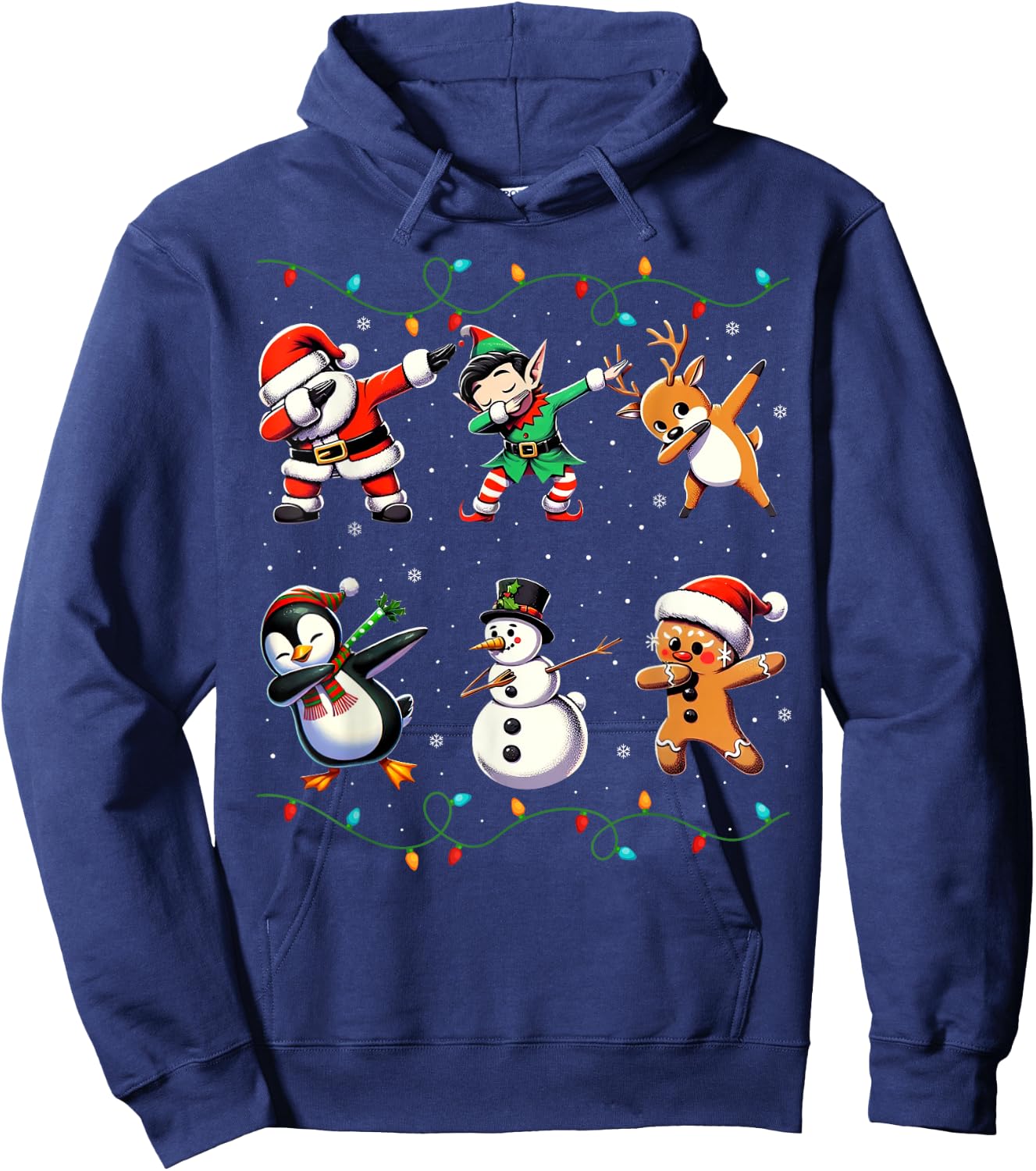 Dabbing Santa Xmas Lights Gifts Kids Girls Boys Christmas Hoodie - Hoodie | Navy
