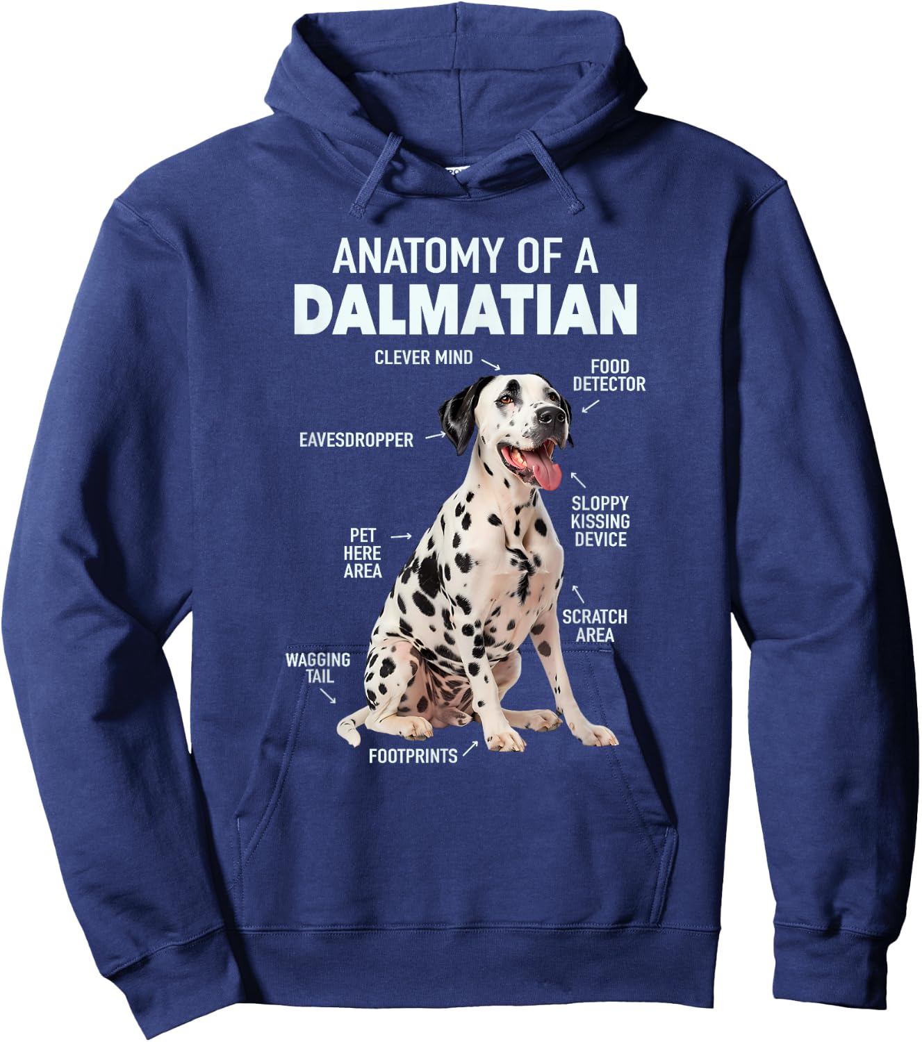 Anatomy Of A Dalmatian , Small, Black Hoodie - Hoodie | Navy
