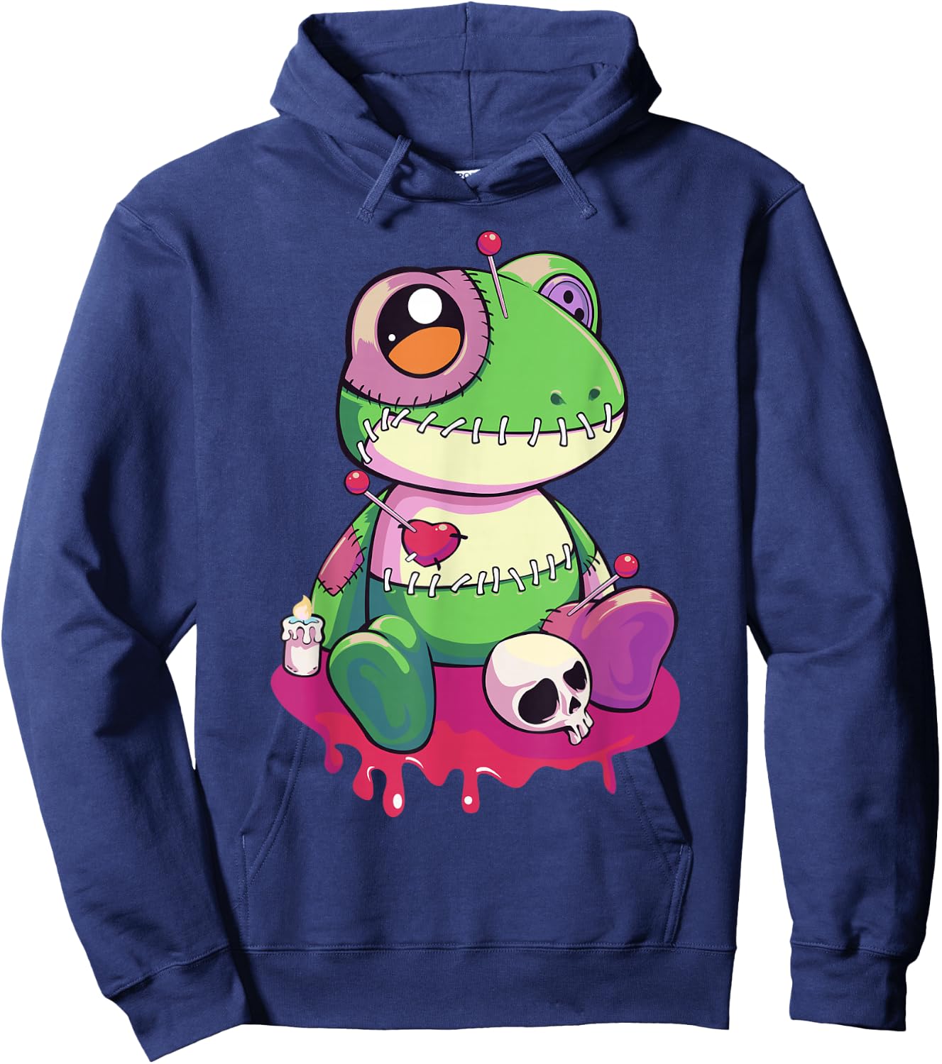 Pastel Goth Kawaii Cute Creepy Voodoo Doll Frog Hoodie - Hoodie | Navy