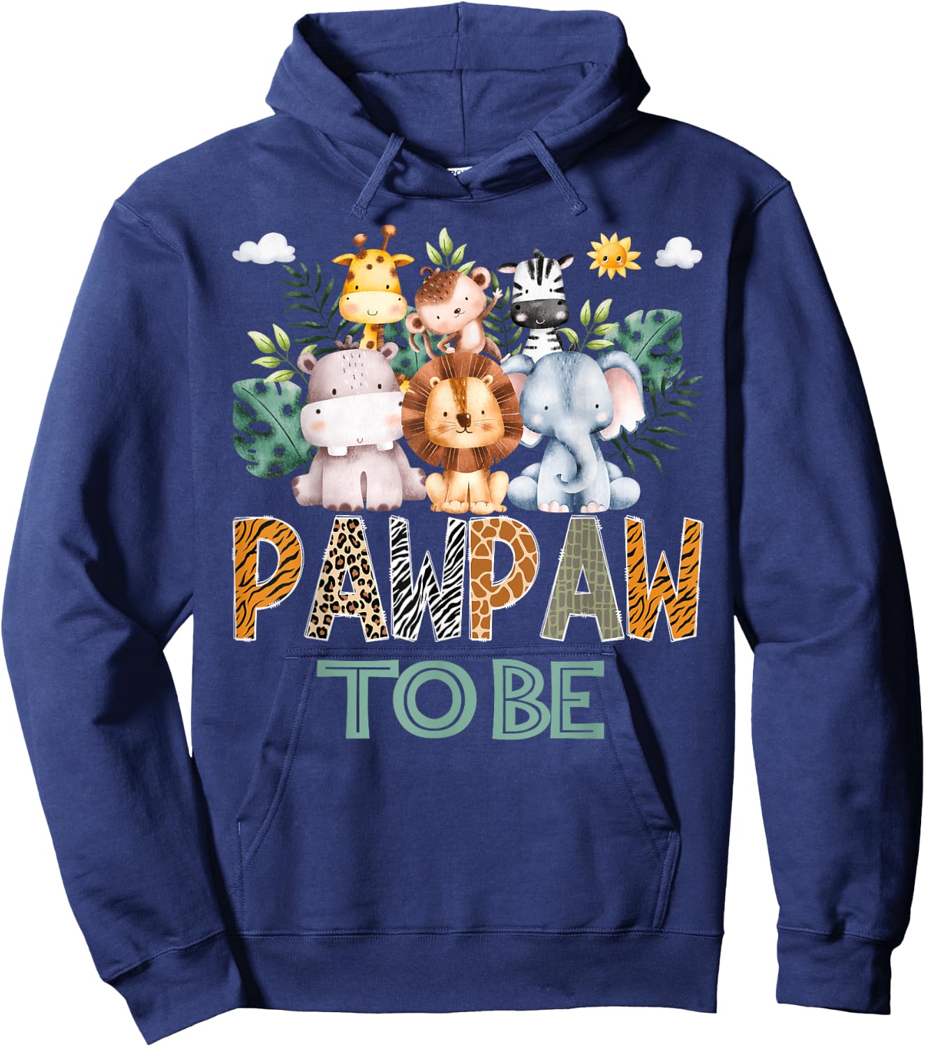 Soon To Be Pawpaw Jungle Animal Safari Gender Reveal Hoodie - Hoodie | Navy