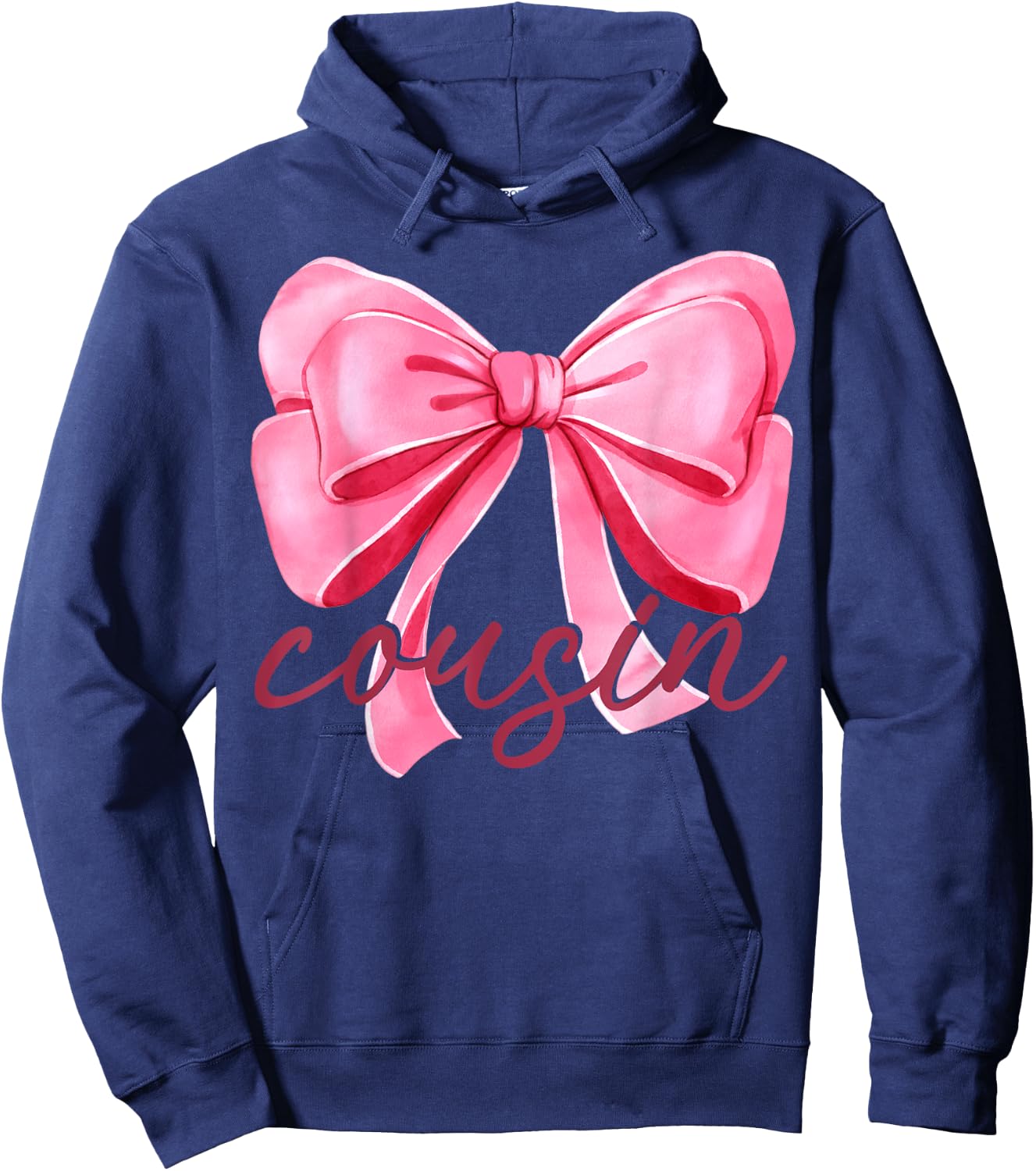 Cousin Pink Bow Birthday Baby Shower Family Pink Ribbon Hoodie - Hoodie | Navy