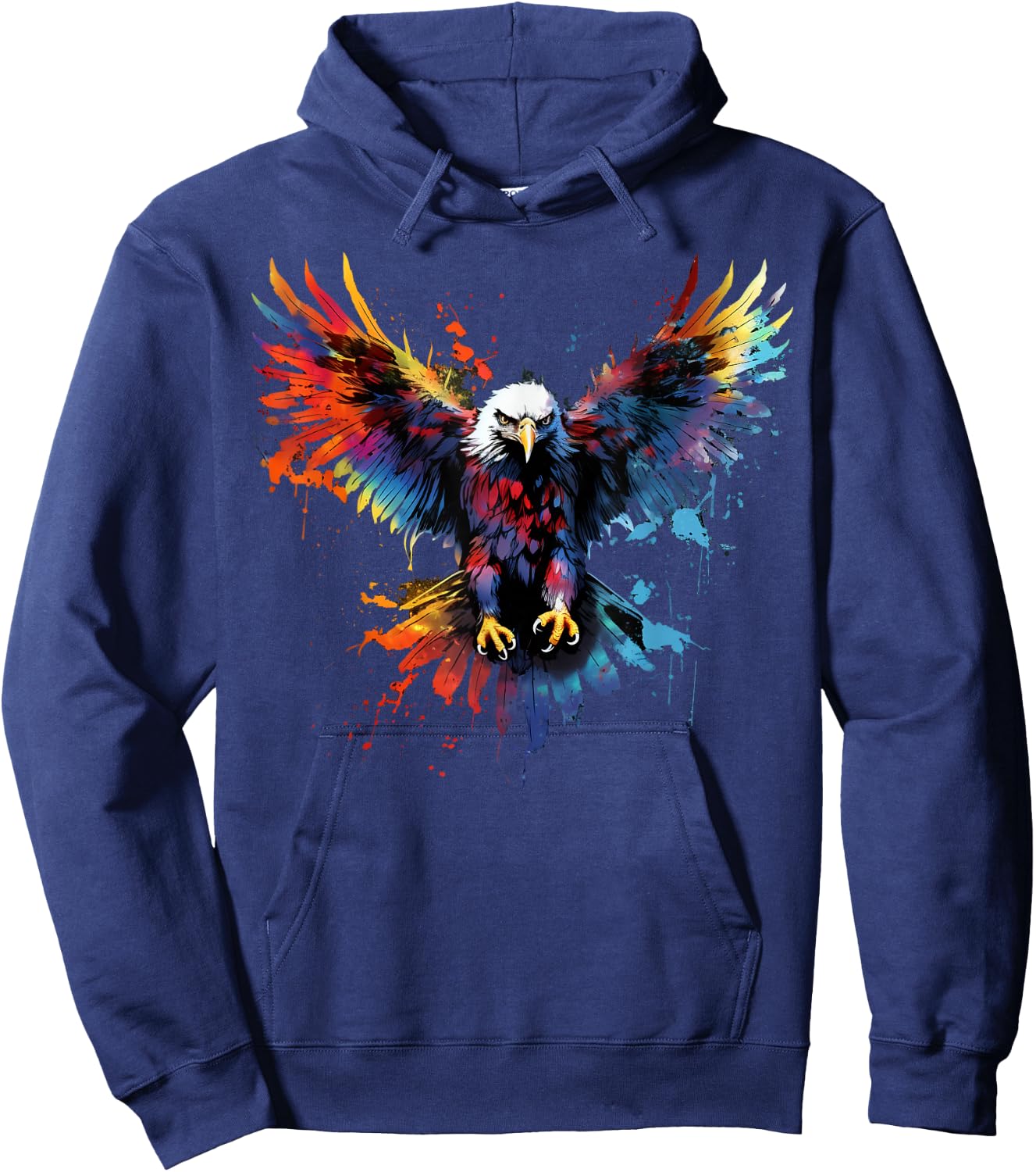 Cool Eagle on Colourful Painted Eagle , black Hoodie - Hoodie | Navy