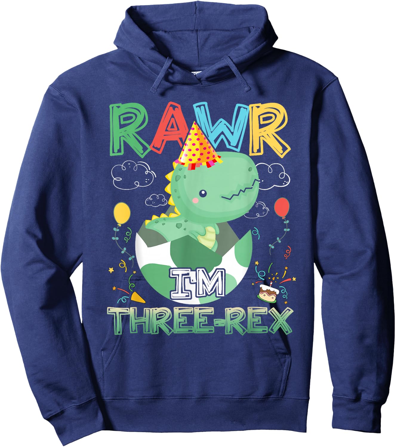 Kids Rawr I'm Three-Rex 3. Geburtstag 3 Jahre alter Dinosaurier Hoodie - Hoodie | Navy