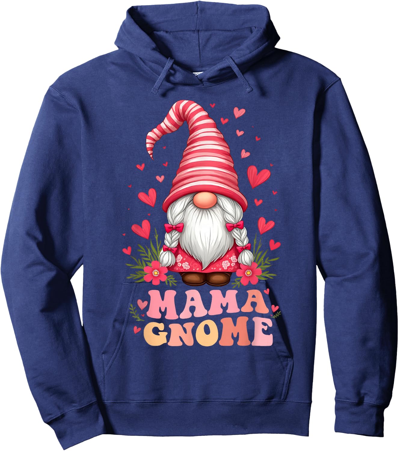 Mama Gnome Mother's Day Cute Floral Gnome Mom Grandma Wife Hoodie - Hoodie | Navy