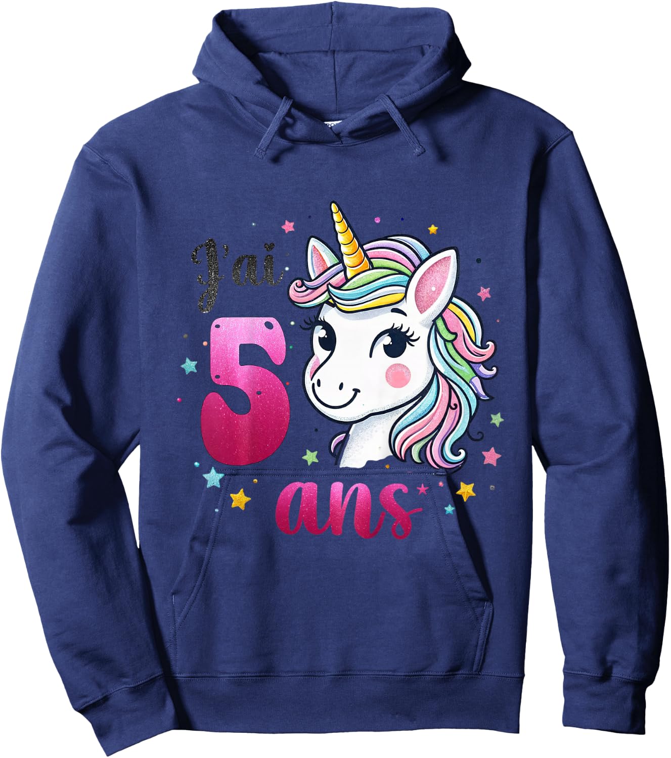 Children's Unicorn Girls I Have 5 Years Gift 5th Birthday , white, 2 Hoodie - Hoodie | Navy