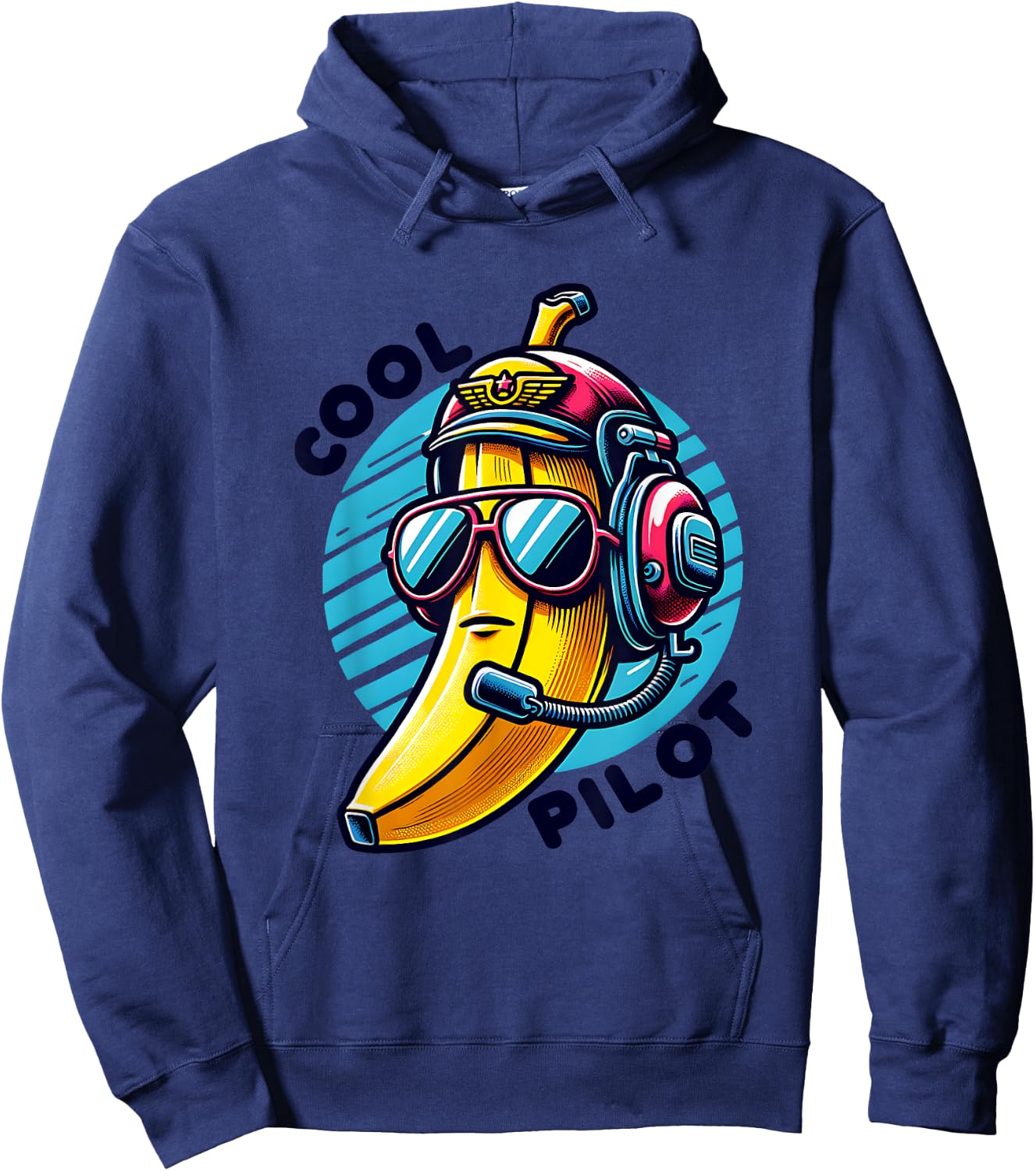 Cool Pilot Funny Banana Aviator Style Hoodie - Hoodie | Navy