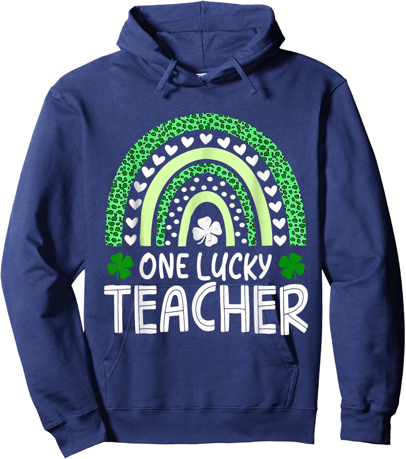 One Lucky Teacher Rainbow St Patricks Day Appreciation Irish Women Kids Hoodie - Hoodie | Navy