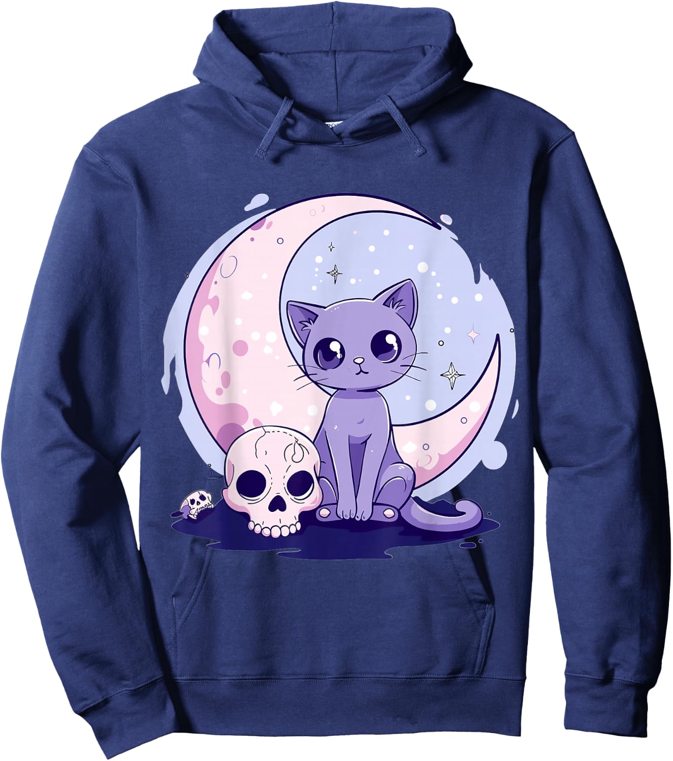 Goth Pastel Cute Creepy Kawaii Cat Kitten Hoodie - Hoodie | Navy
