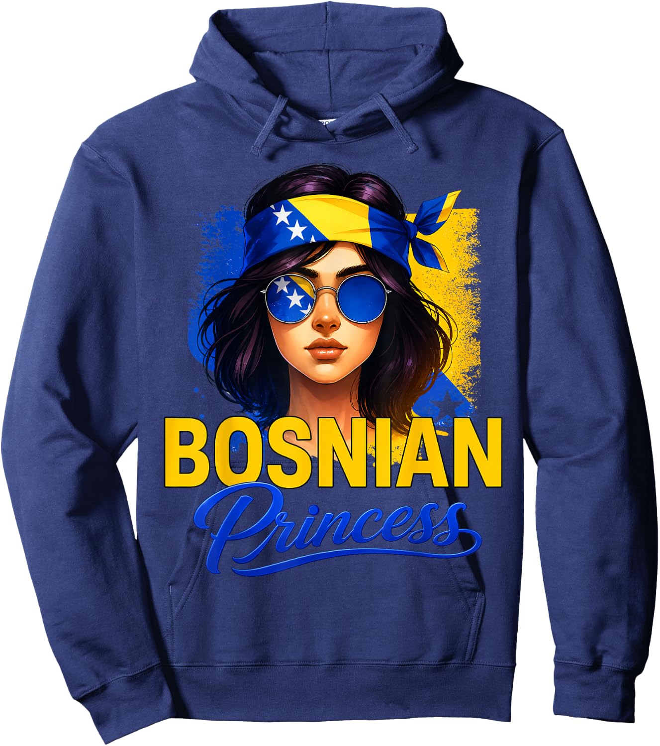 Bosnian Princess Girl Cute Bosnia Flag Pride Women Kids Hoodie - Hoodie | Navy