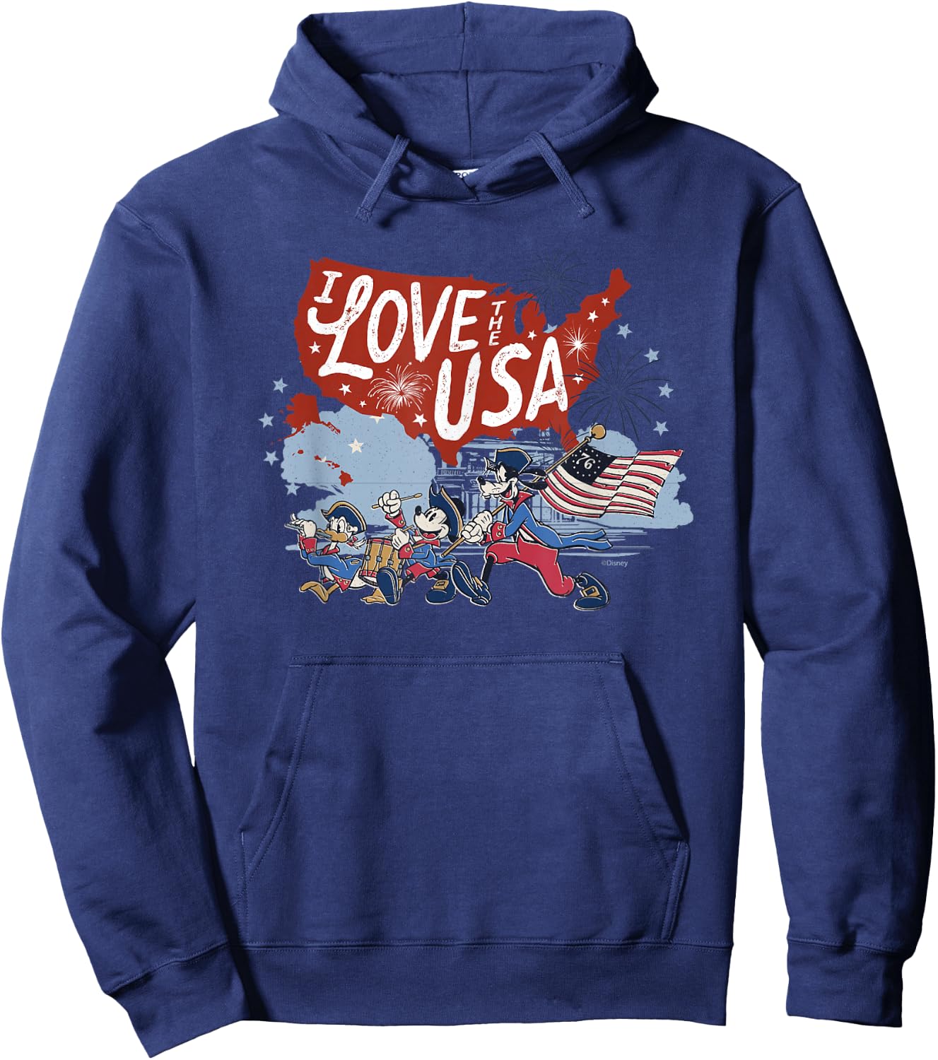 Disney Mickey Mouse & Friends I Love The USA Fourth of July Hoodie - Hoodie | Navy
