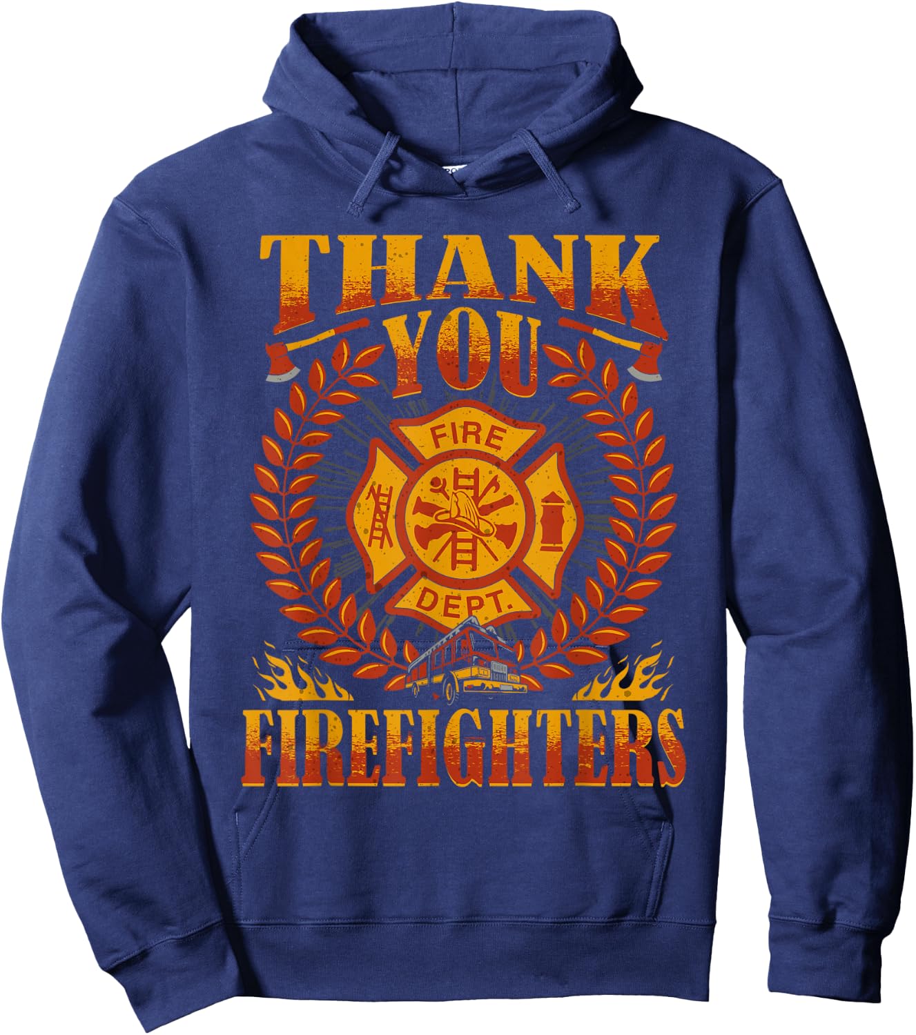 Thank You Firefighters Family Firefighting Appreciation Fire Hoodie - Hoodie | Navy