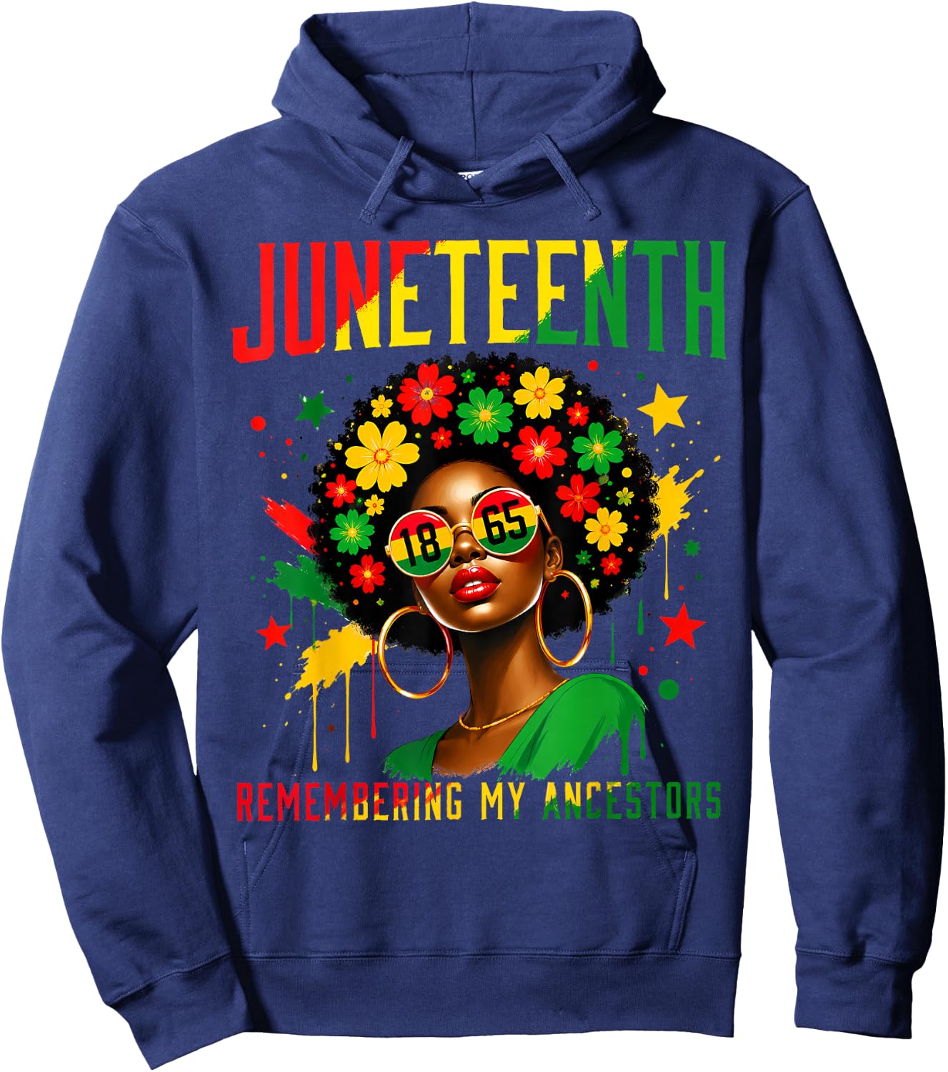 Juneteenth Remembering My Ancestors Black Women African 1865 Hoodie - Hoodie | Navy