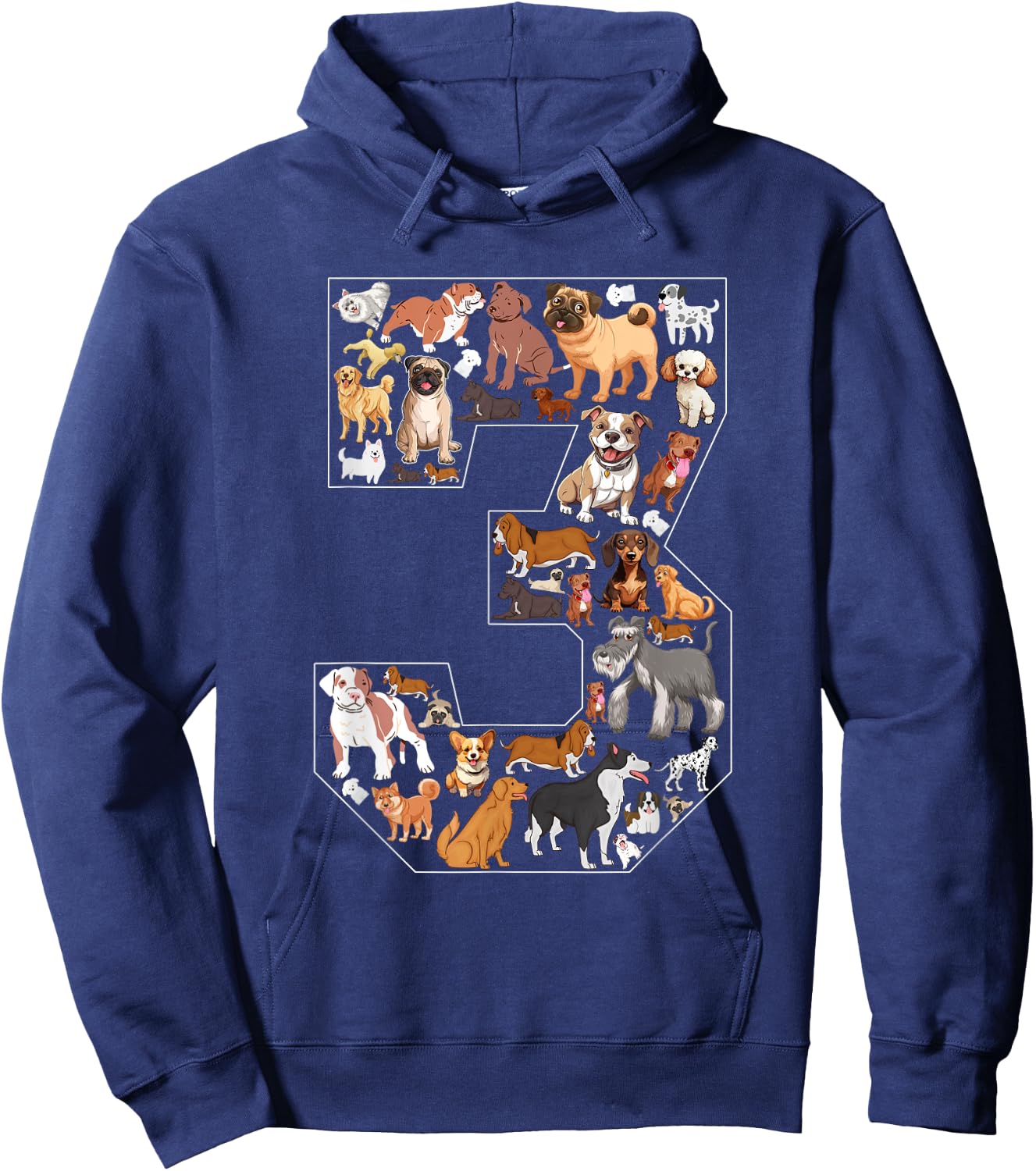 3rd Birthday Dog Lovers 3 Year Old Boys Girls Party Hoodie - Hoodie | Navy
