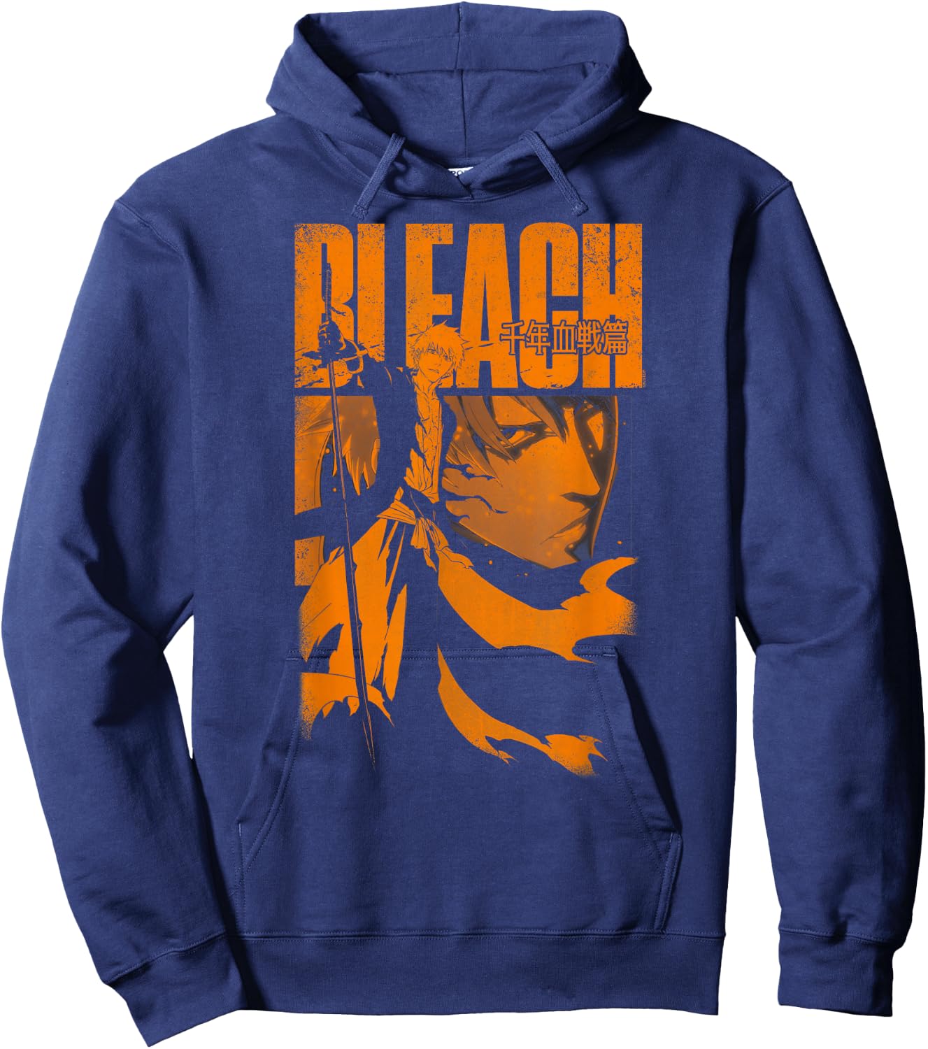BLEACH: Thousand Year Blood War Orange Ichigo Pose Anime , Black, S Hoodie - Hoodie | Navy