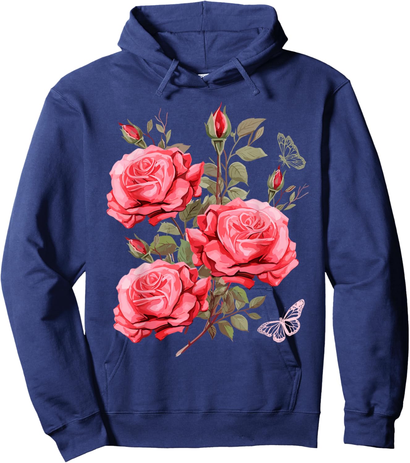 Gärtner Flower Rosenstrauß mit rosa Rosen und Rosenblüten Hoodie - Hoodie | Navy