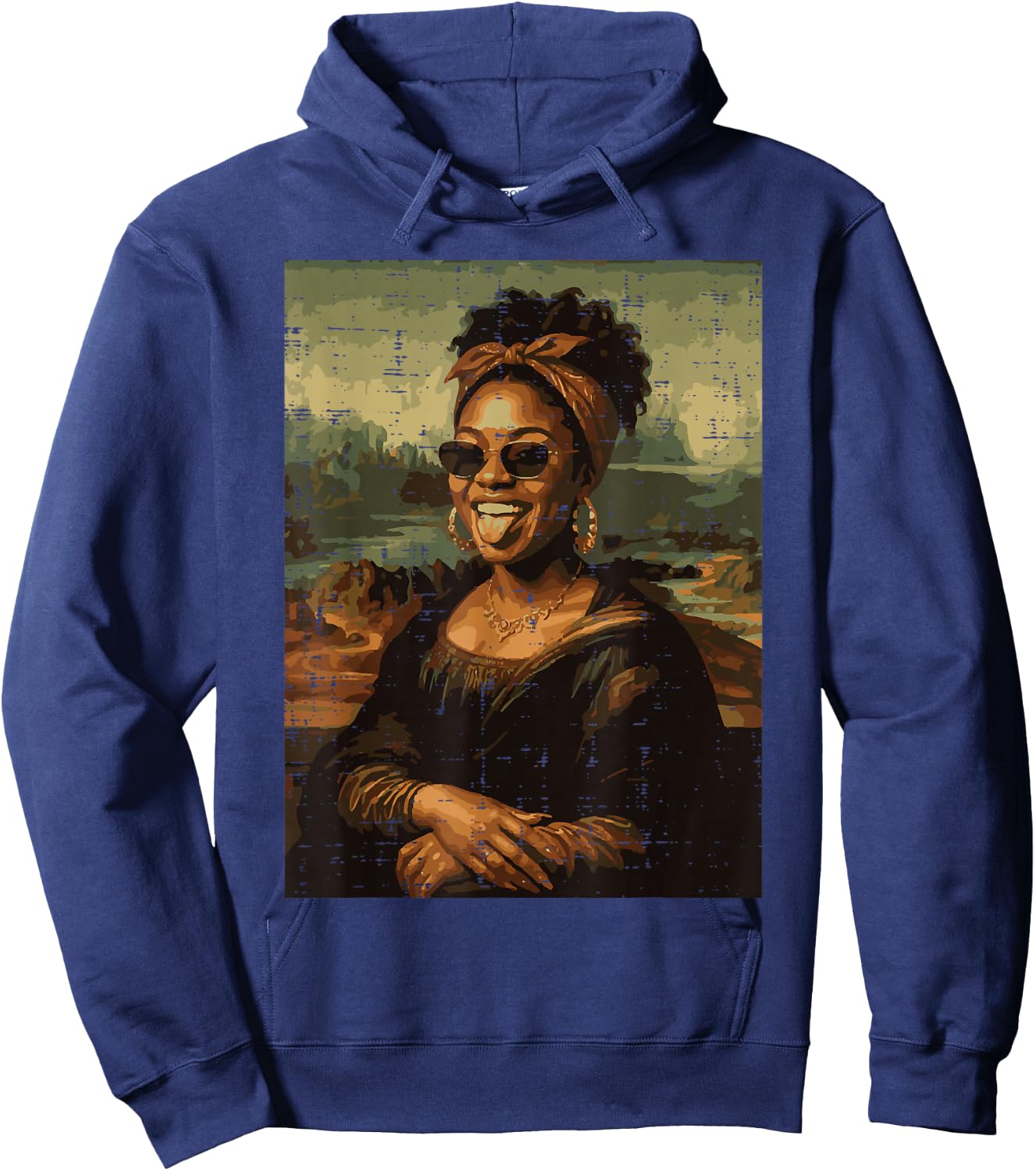 Afro Black Woman Mona Lisa Funny Meme African Women Men Kids Hoodie - Hoodie | Navy