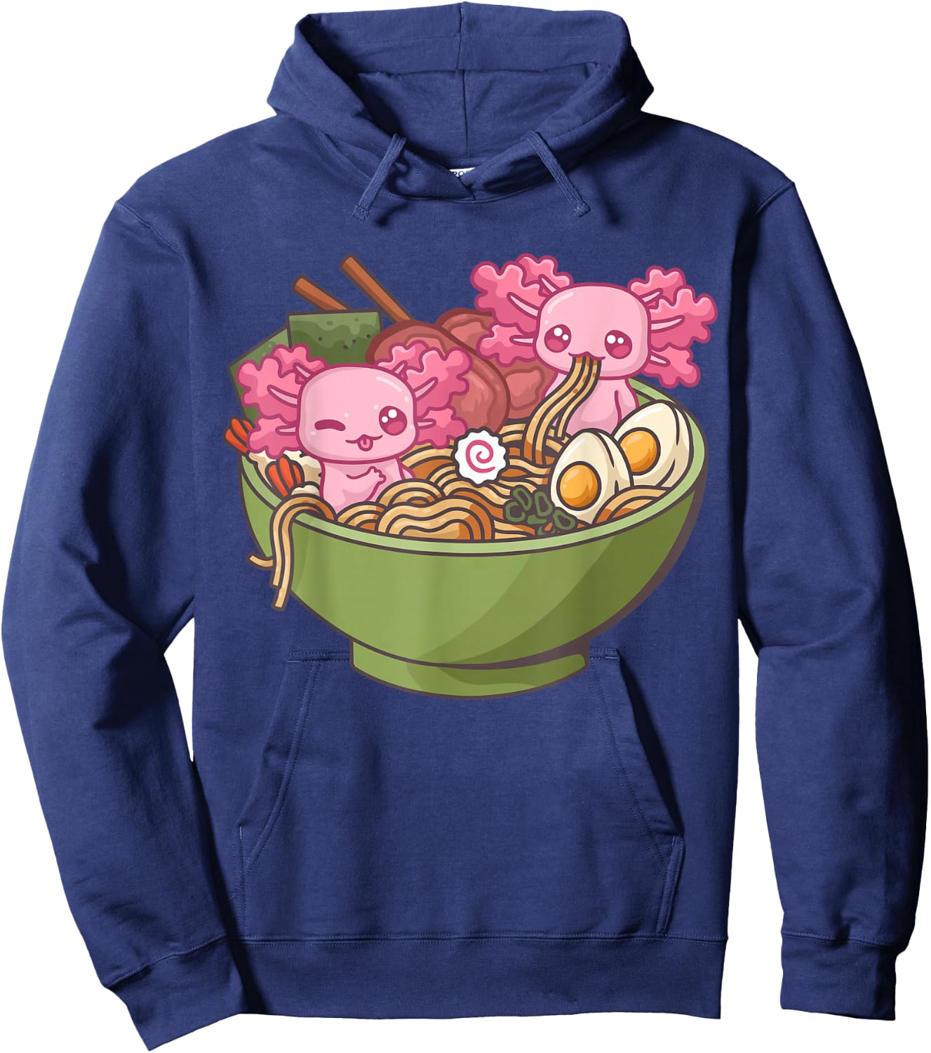Axolotl Ramen Bowl Kawaii Anime Hoodie - Hoodie | Navy