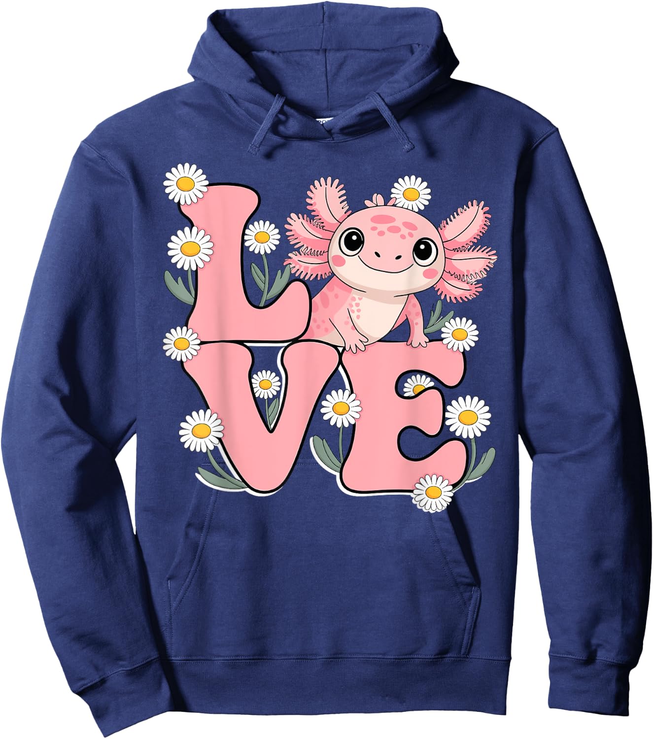 Axolotl shirt Love Cute Kawaii Boys Women Girls Kids Hoodie - Hoodie | Navy