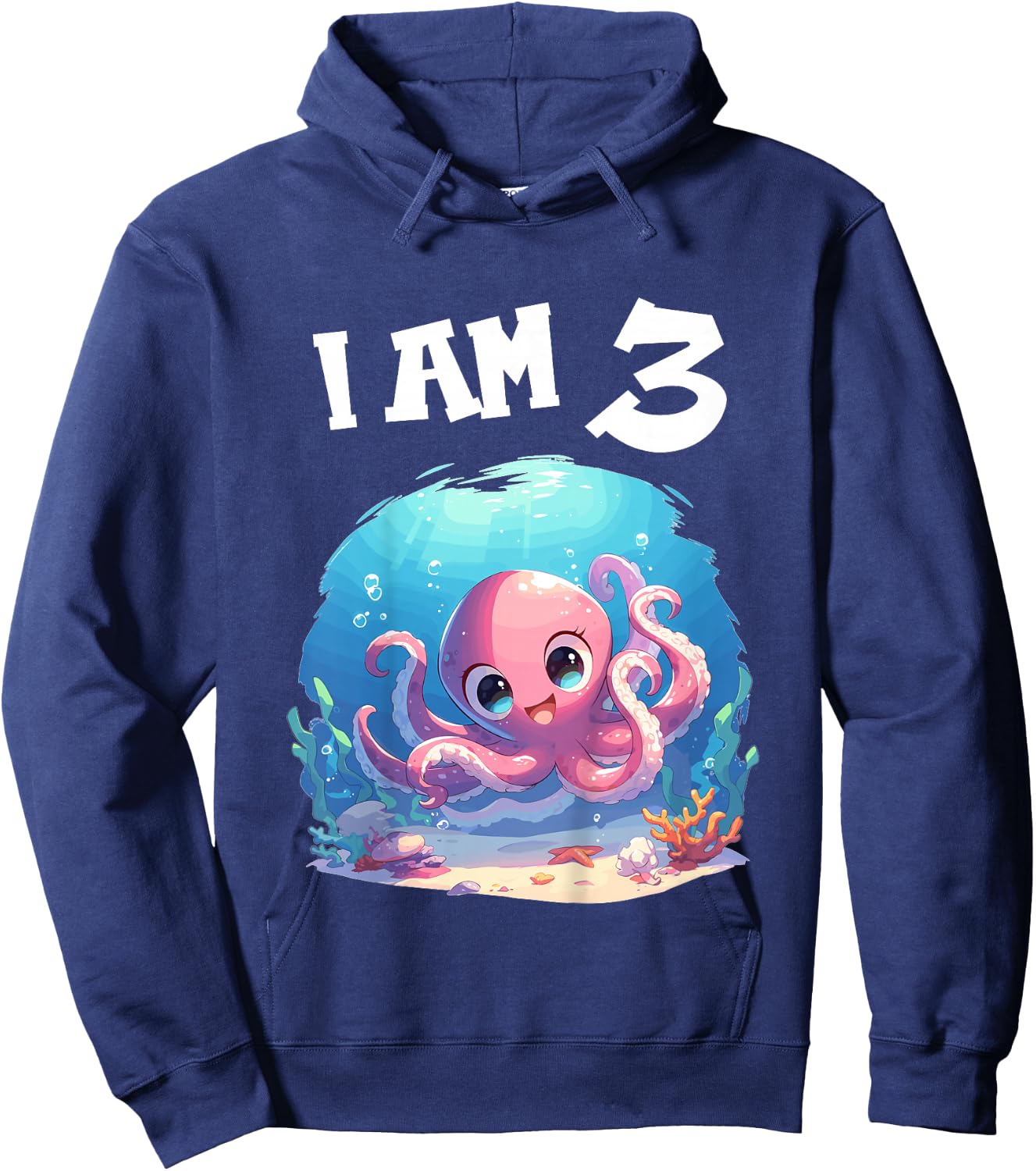 Kids 3 Years old 3 birthday Boy Girl Octopus Hoodie - Hoodie | Navy