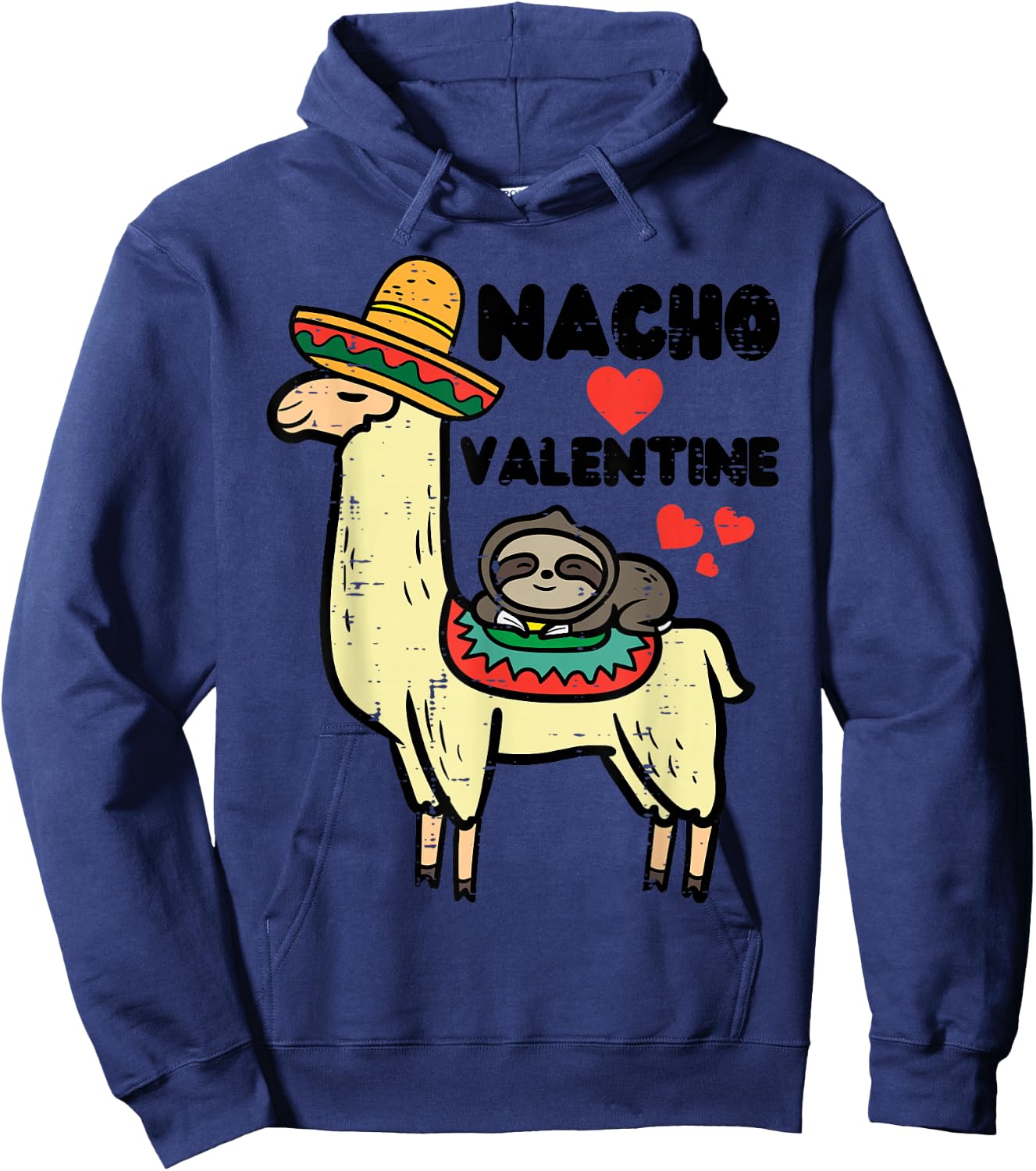 Valentines Day LLama Nacho Valentine Mexican Men Women Kids Hoodie - Hoodie | Navy