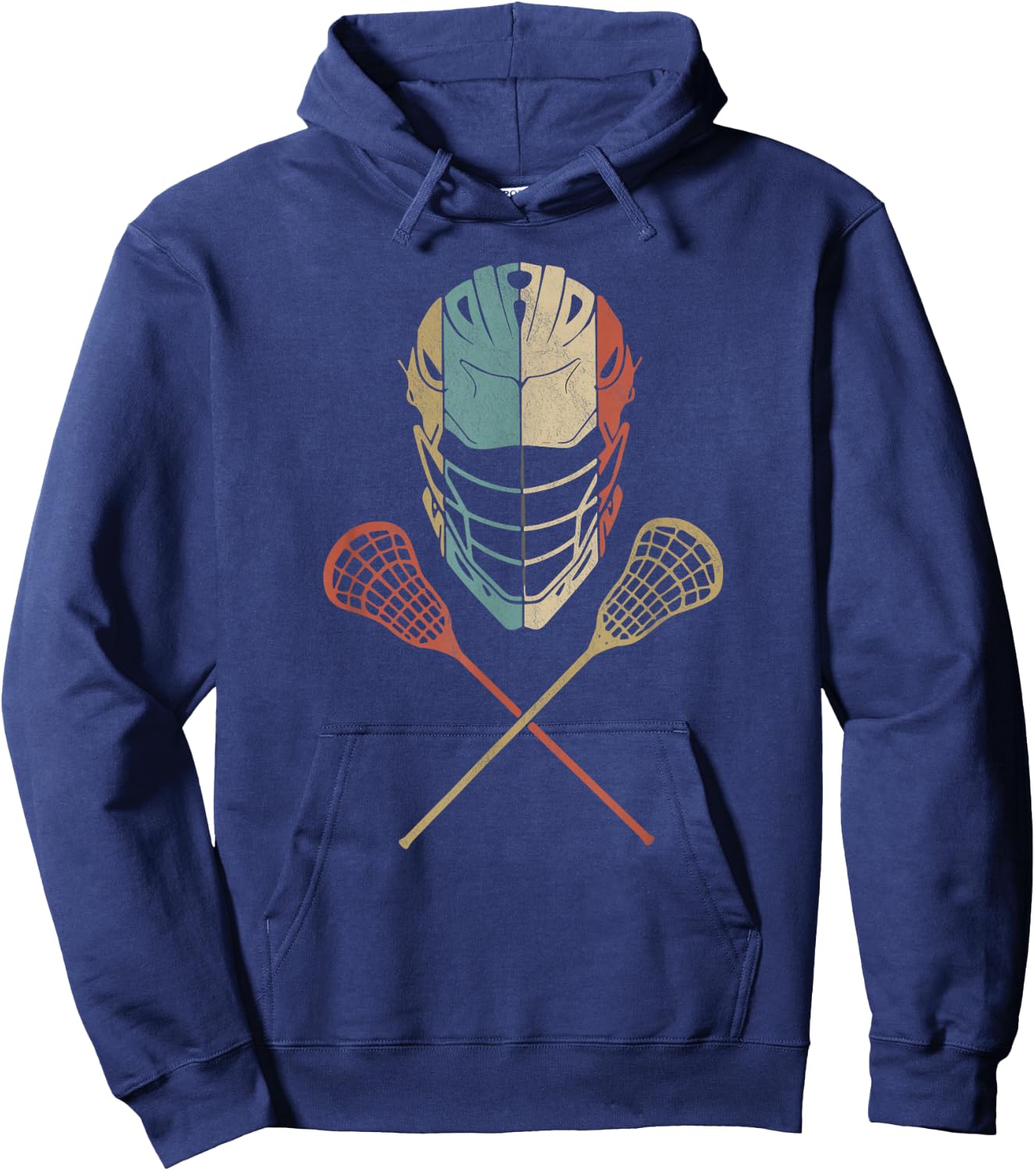 Lacrosse Vintage Lacrosse Stick Retro Sunset Hoodie - Hoodie | Navy