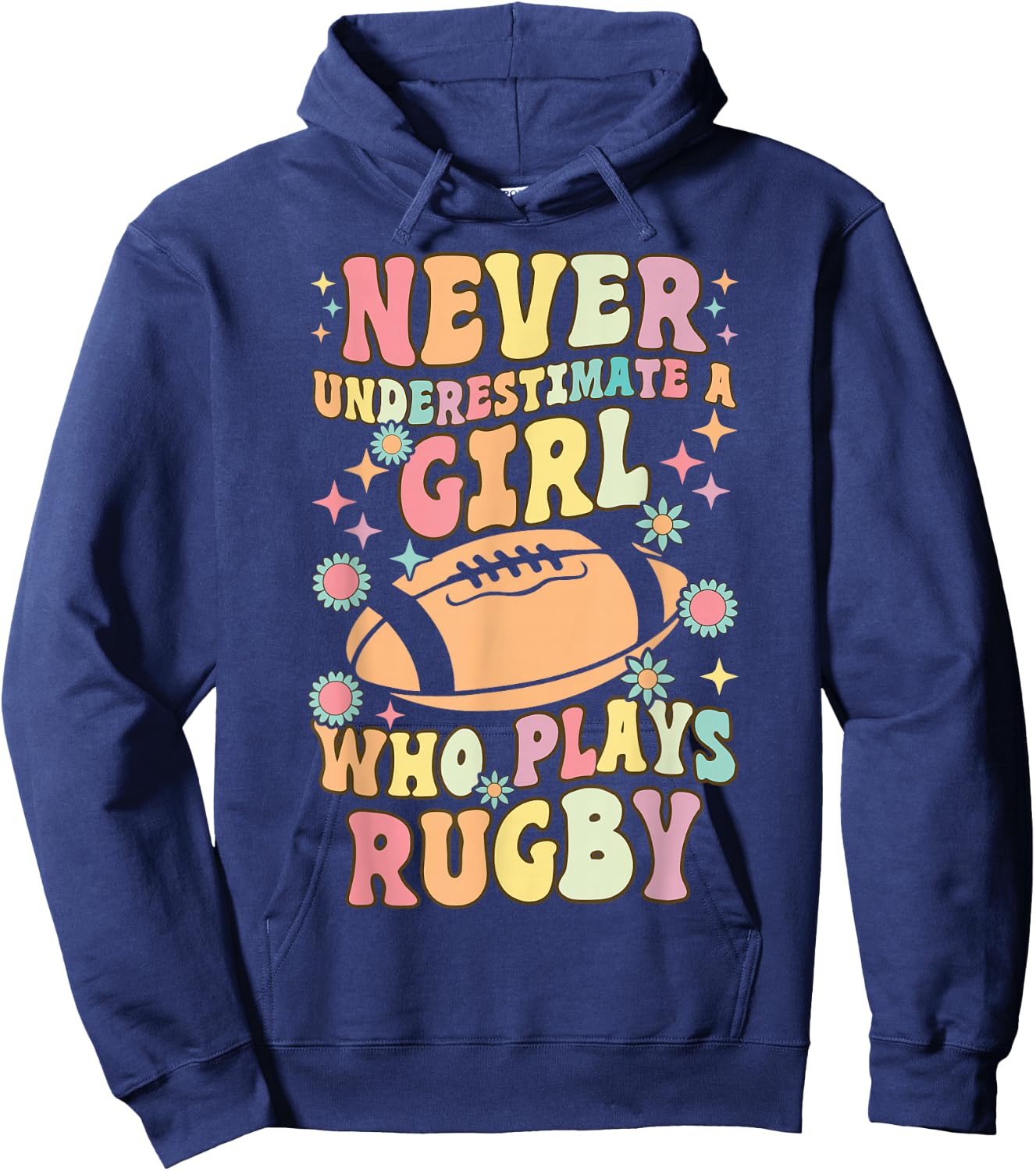 A Girl Who Plays Rugby Groovy Rugby Girl Female Rugby Player Hoodie - Hoodie | Navy