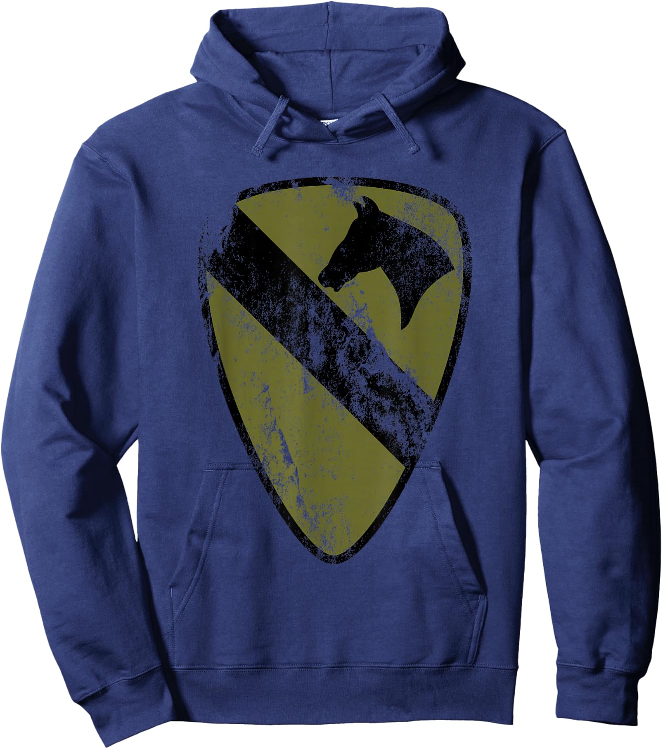 1st Cavalry Division Patch - 1st CAV OD Green - Vintage Hoodie - Hoodie | Navy