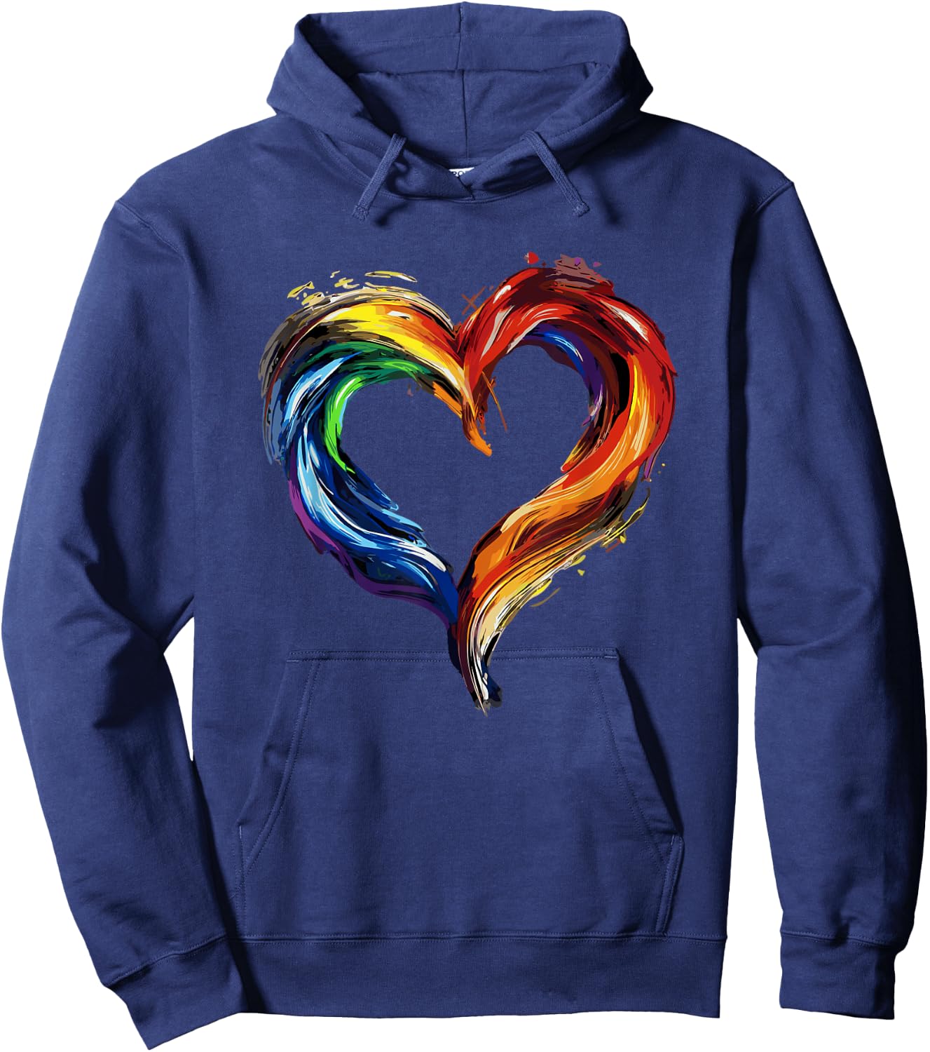 LGBTQ Rainbow Heart Art Painting Equality Love Hoodie - Hoodie | Navy