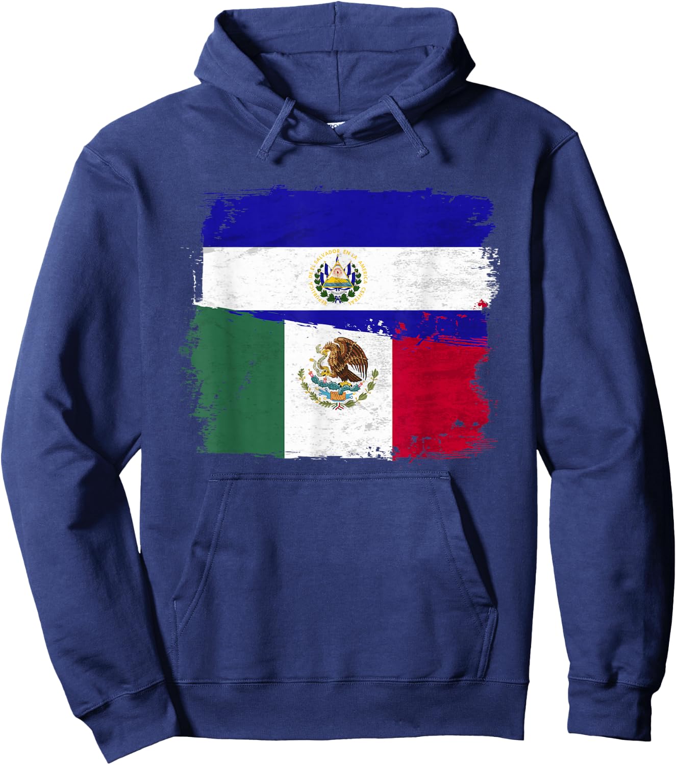 MEXICAN El Salvador Flag Half Mexican El Salvadoria Flag Hoodie - Hoodie | Navy