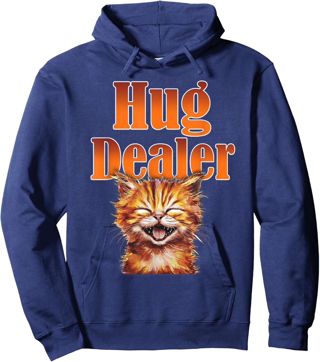 Adorable Kitten with Huge Smile Hug Dealer for Cat Lovers Hoodie - Hoodie | Navy