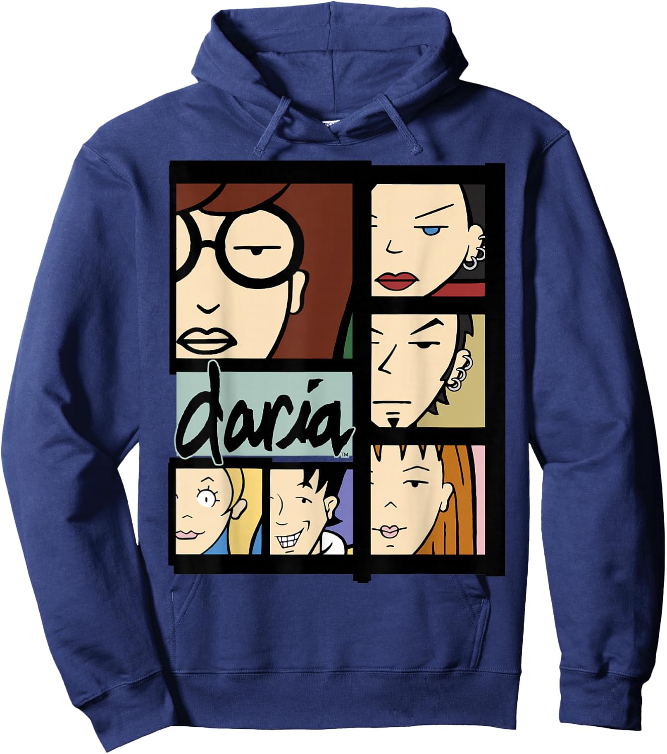 Daria Character Panels Logo Small Hoodie - Hoodie | Navy
