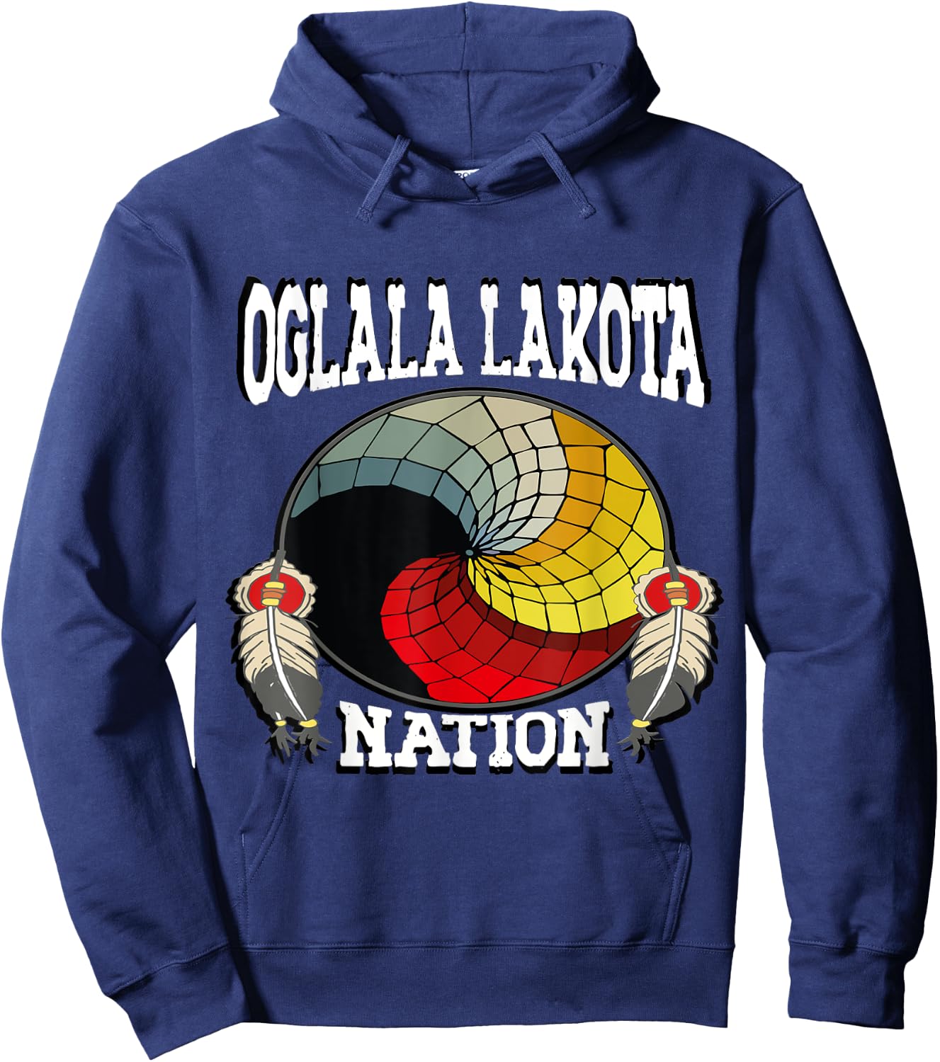Native American Nation Medicine Wheel Oglala Lakota , Black, S Hoodie - Hoodie | Navy