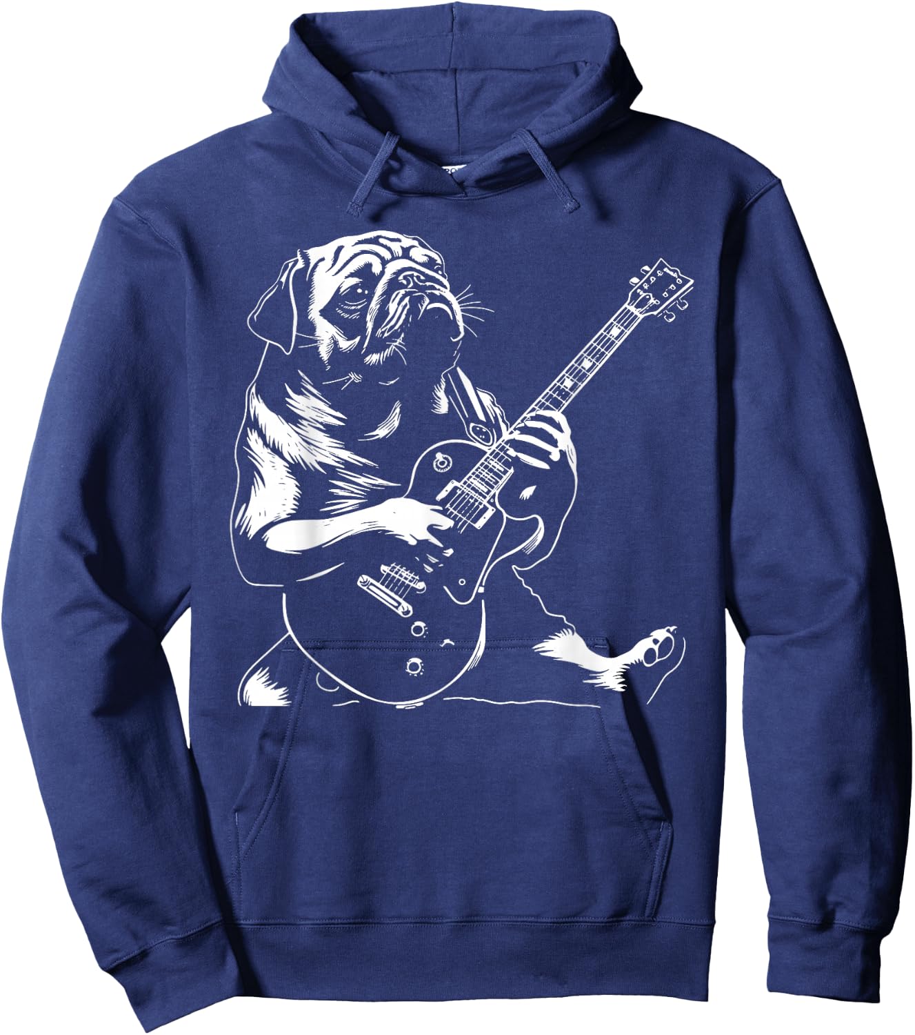 Dog Guitarist Guitar - Pug Dad Mom Women Hoodie - Hoodie | Navy