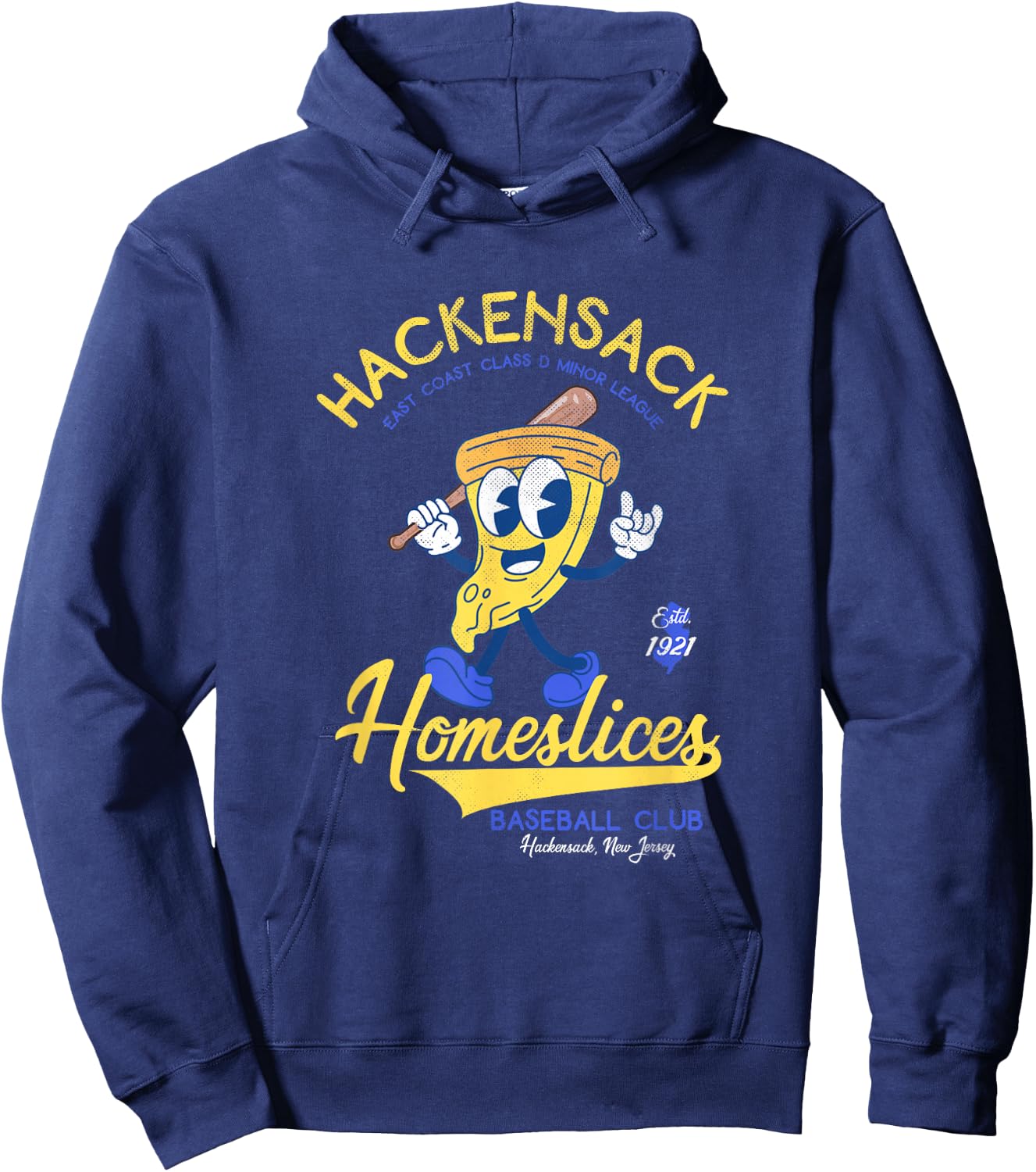 Hackensack Homeslices Retro Minor League Baseball Team Hoodie - Hoodie | Navy